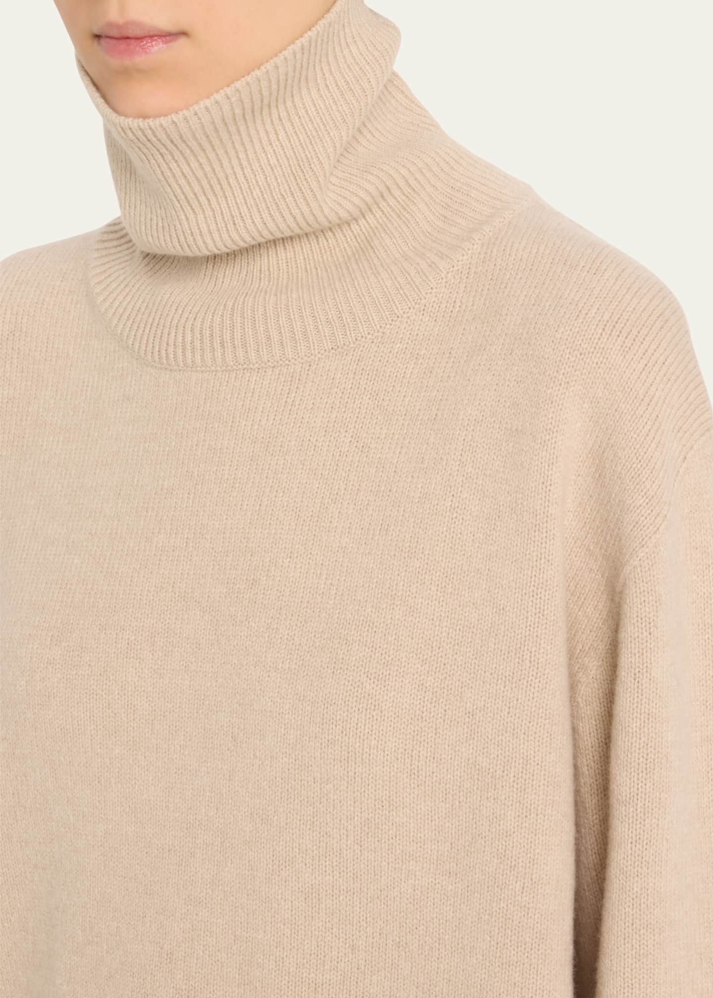The Row Women s Stepny Wool Cashmere Turtleneck Top Sand Size Xs