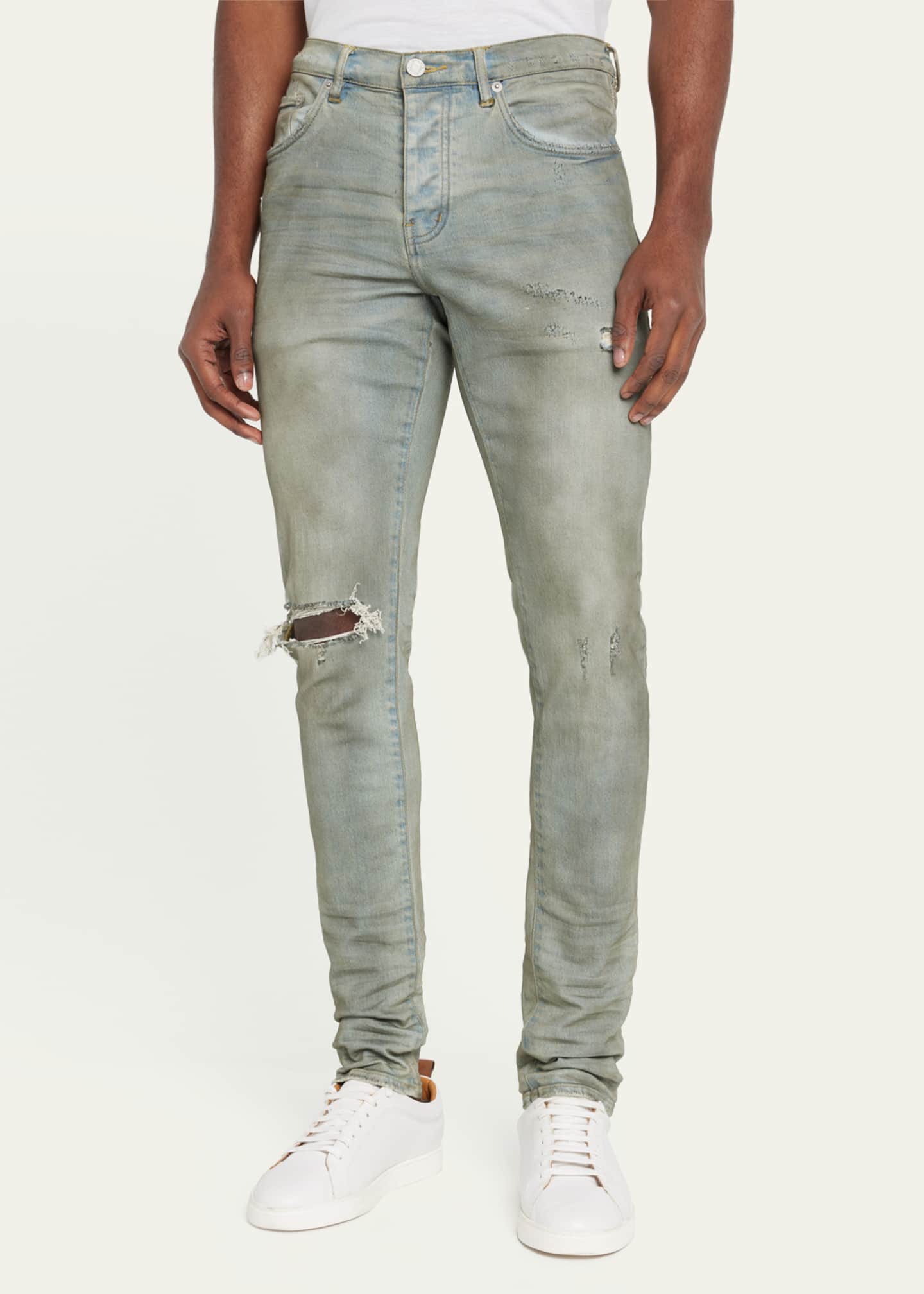 distressed-finish slim fit jeans, Purple Brand