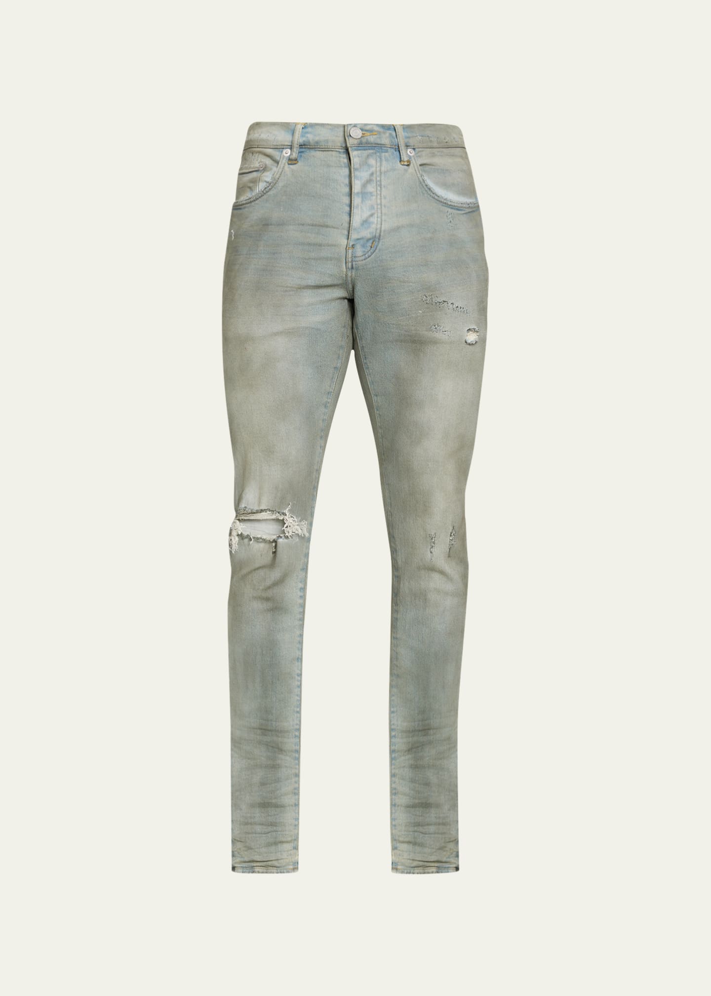 PURPLE Men's Allover-Monogram Slim Jeans - Bergdorf Goodman