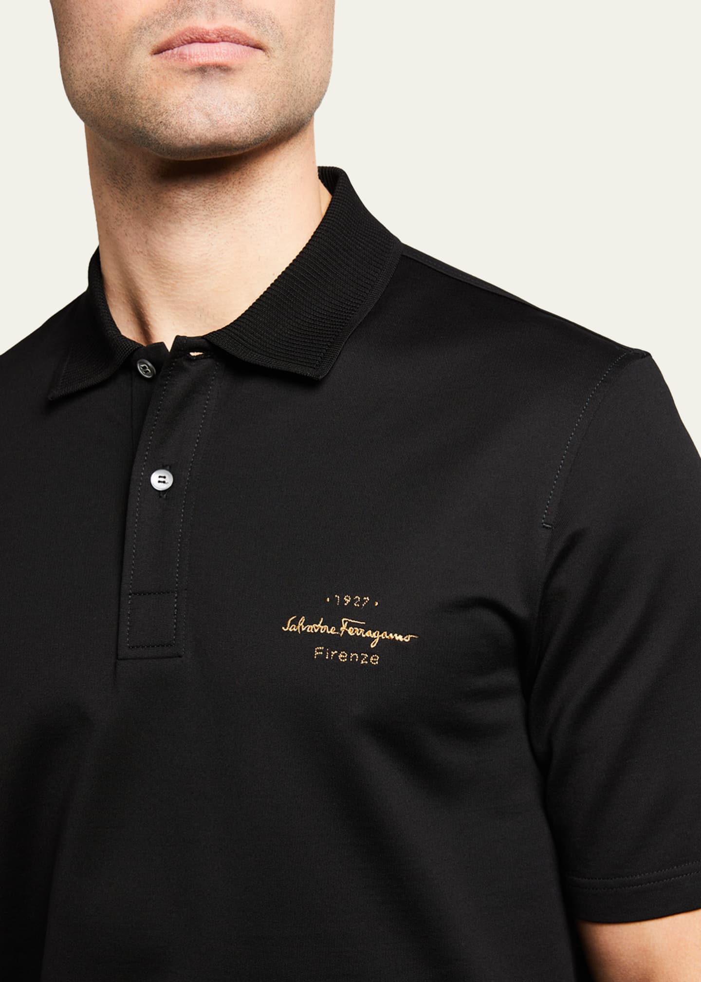 Dolce&Gabbana Men's Repeat Flocked Logo Polo Shirt - Bergdorf Goodman