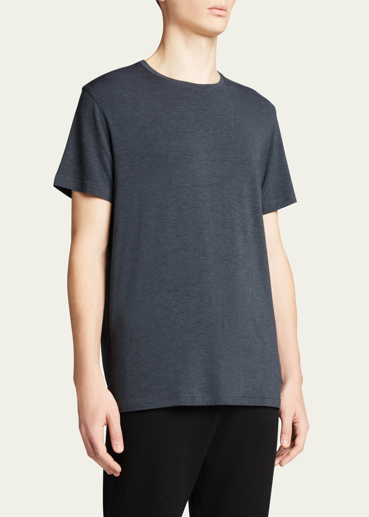 Derek Rose Men's Marl Crewneck Short-Sleeve Knit Tee Image 3 of 5