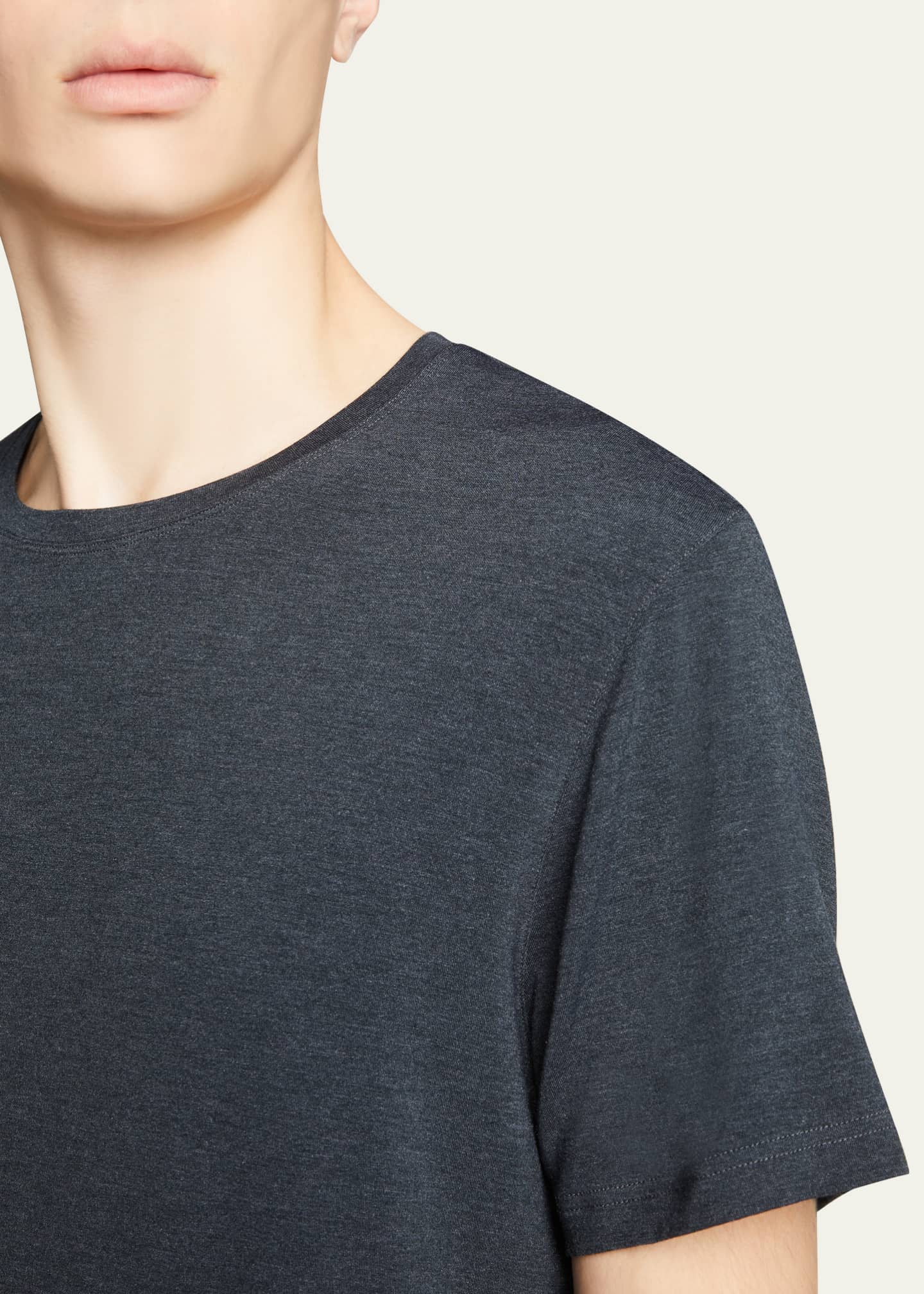 Derek Rose Men's Marl Crewneck Short-Sleeve Knit Tee Image 4 of 5