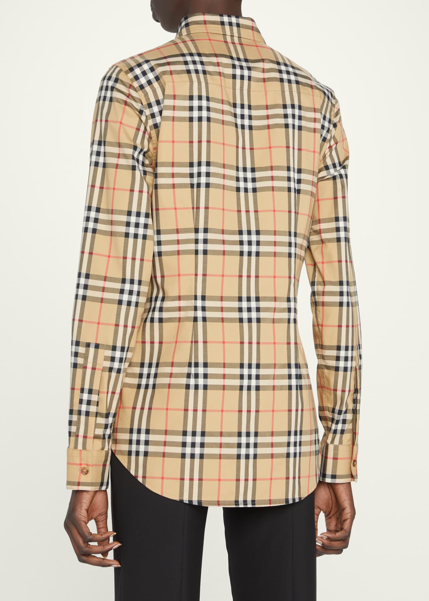 Burberry Women's Lapwing Checked Stretch Poplin Shirt