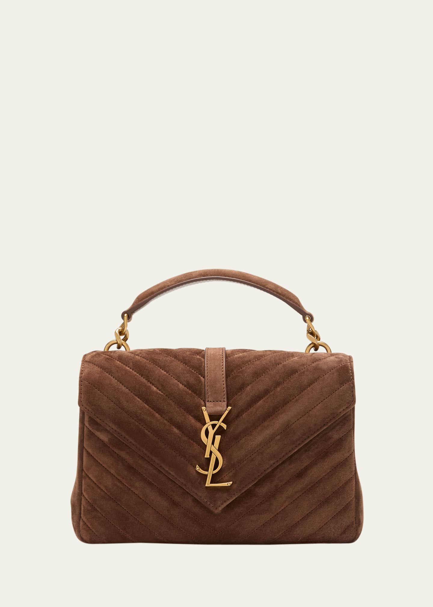 Saint Laurent College Medium YSL Suede Top Handle Bag