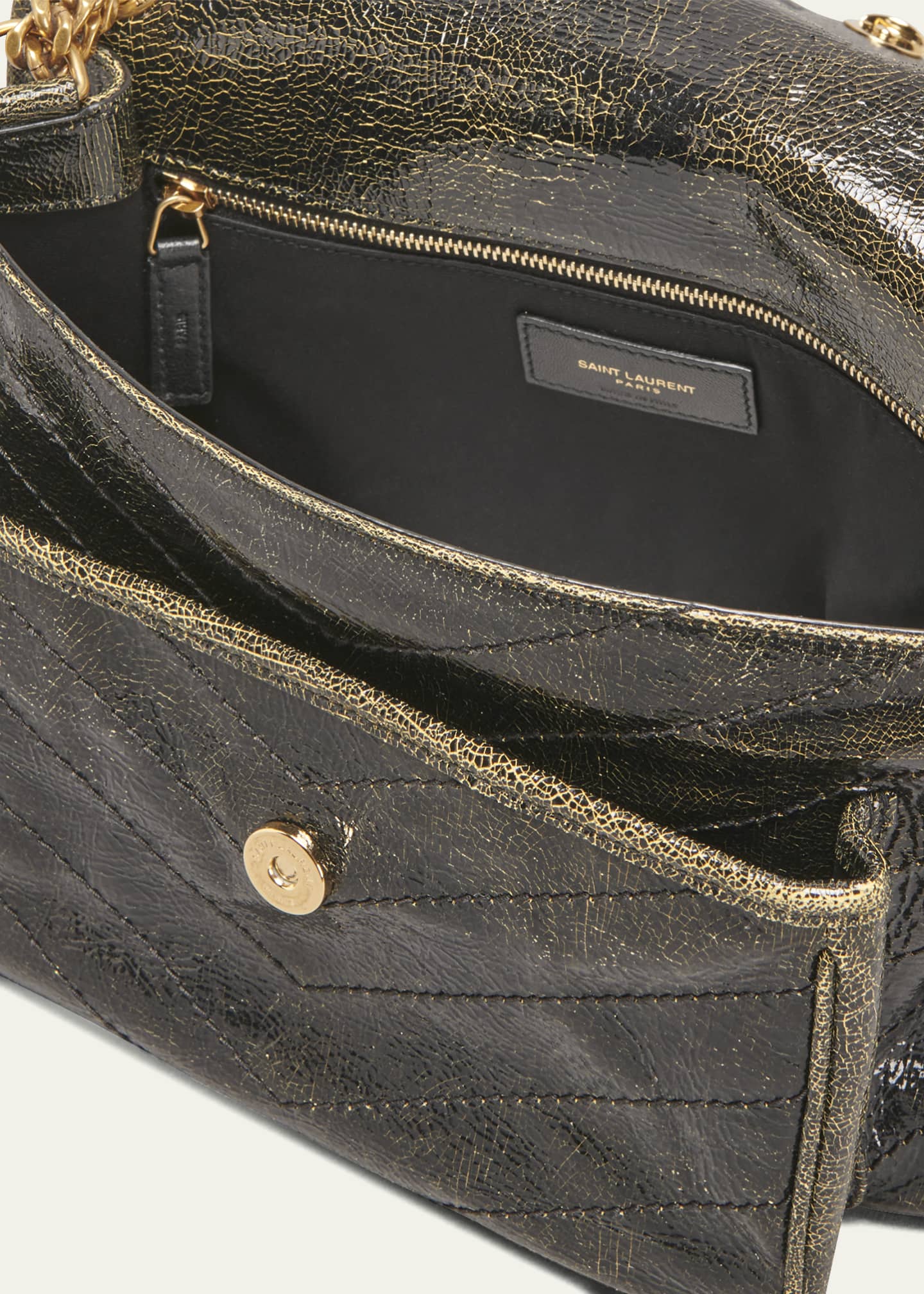 Saint Laurent Medium Monogram YSL Croc-Embossed Shoulder Bag