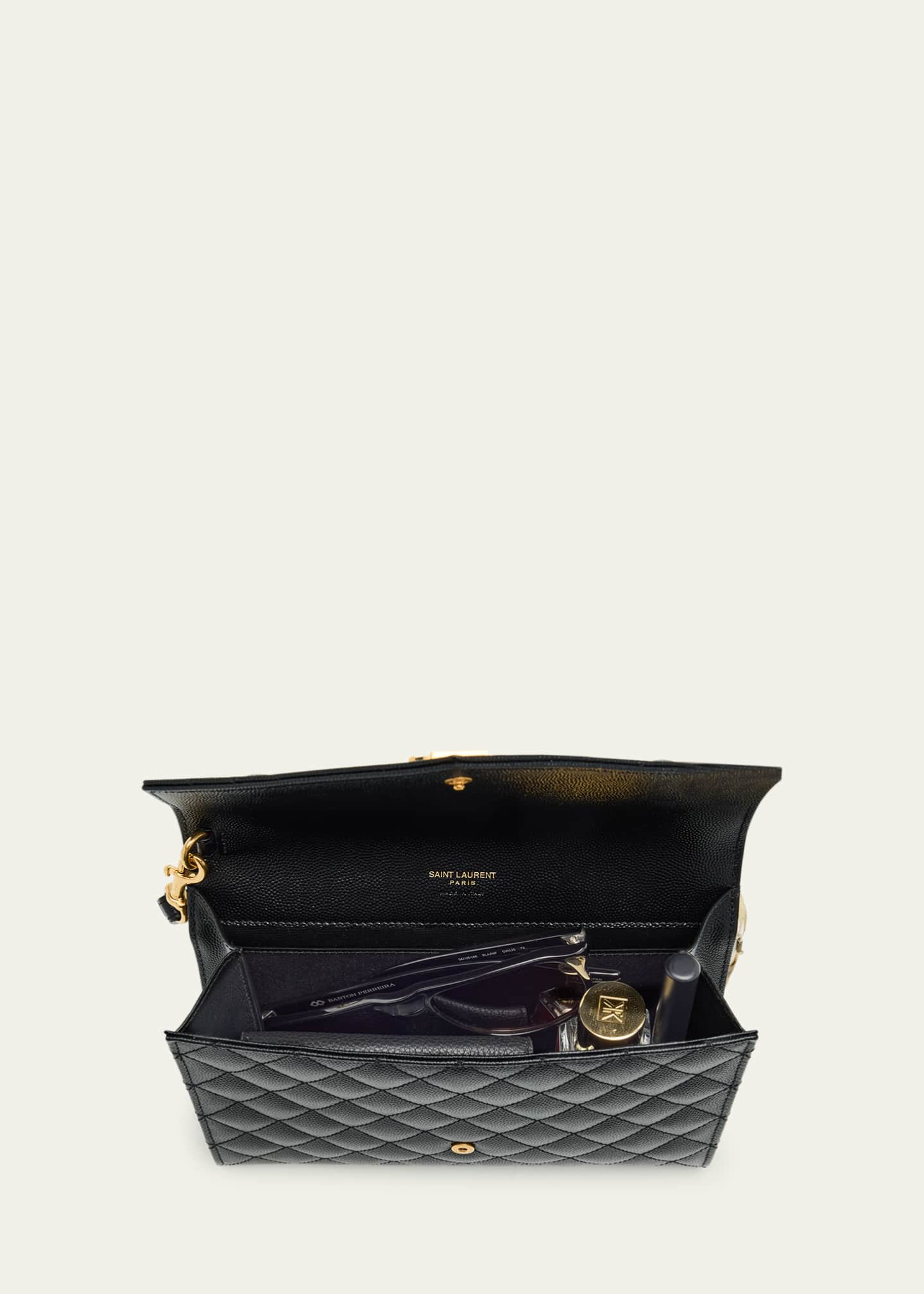 Saint Laurent Envelope Flap YSL Clutch Bag in Grained Leather Image 6 of 7