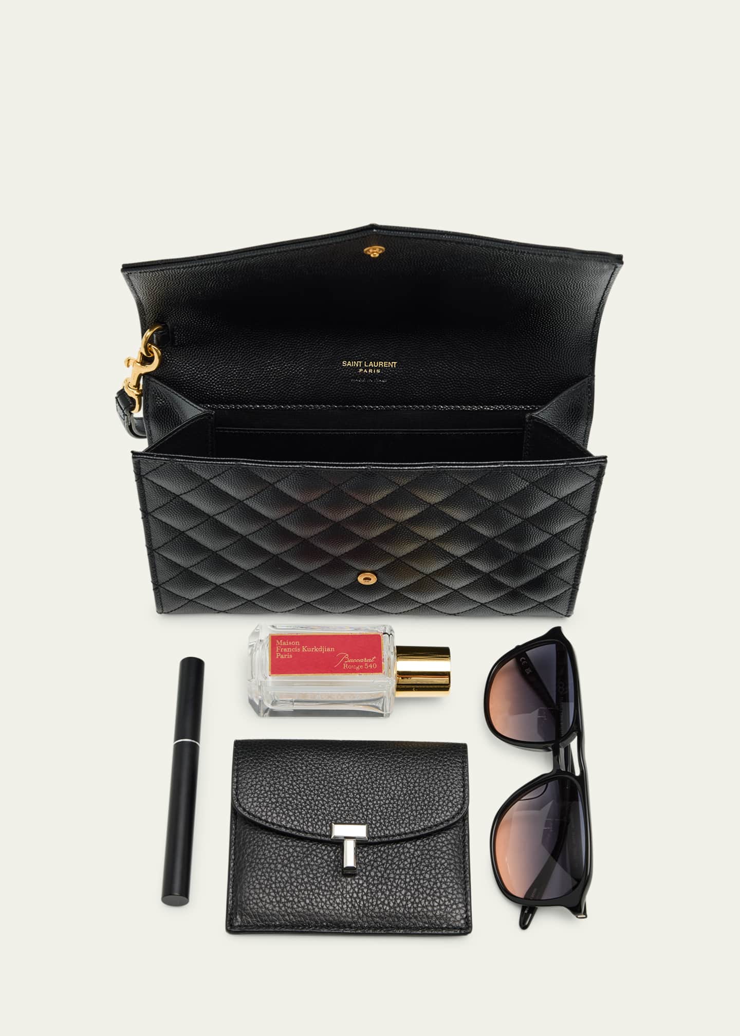 Saint Laurent Envelope Flap YSL Clutch Bag in Grained Leather Image 7 of 7