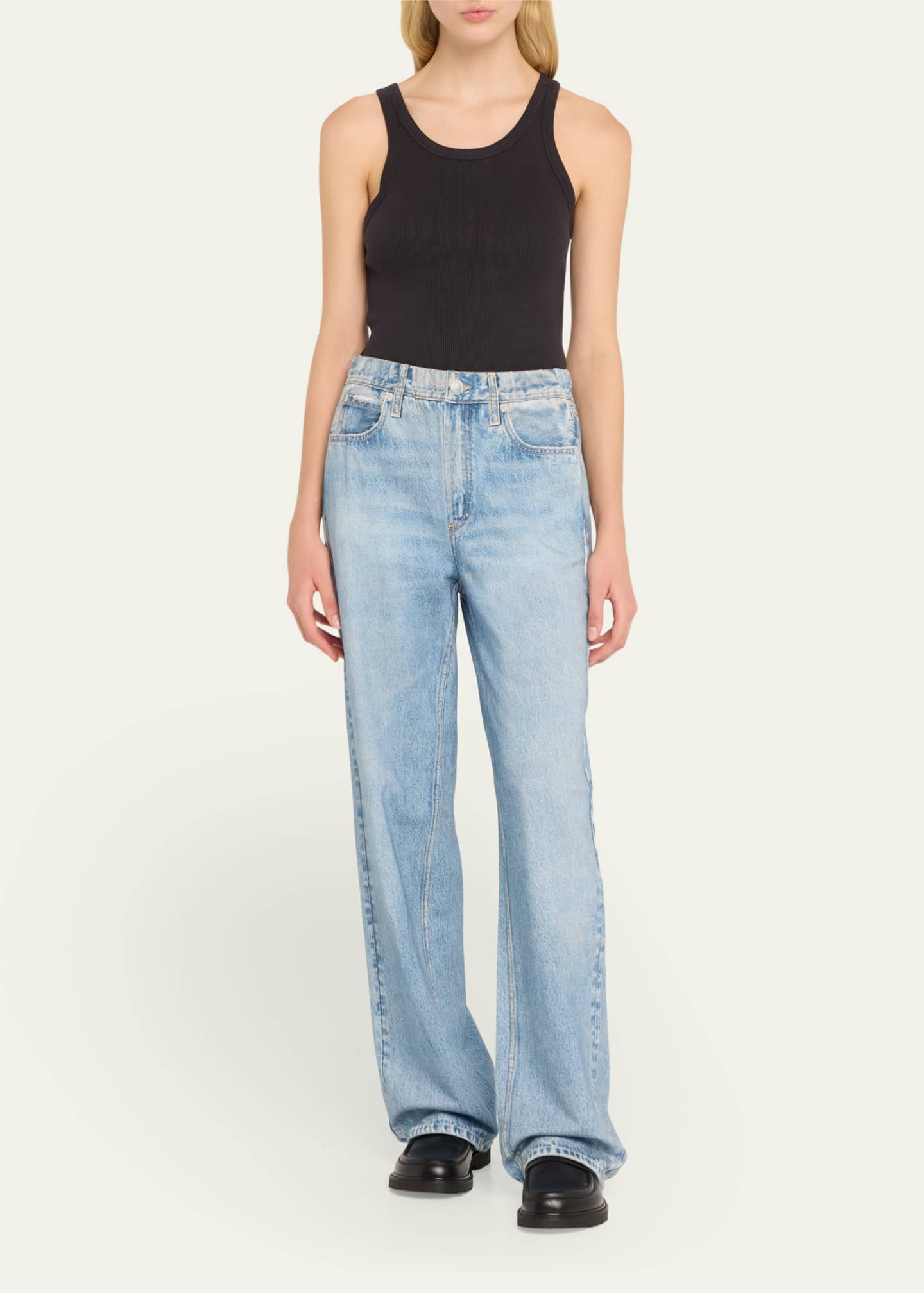 AMO Denim Long Ribbed Cotton Tank Top Image 2 of 5