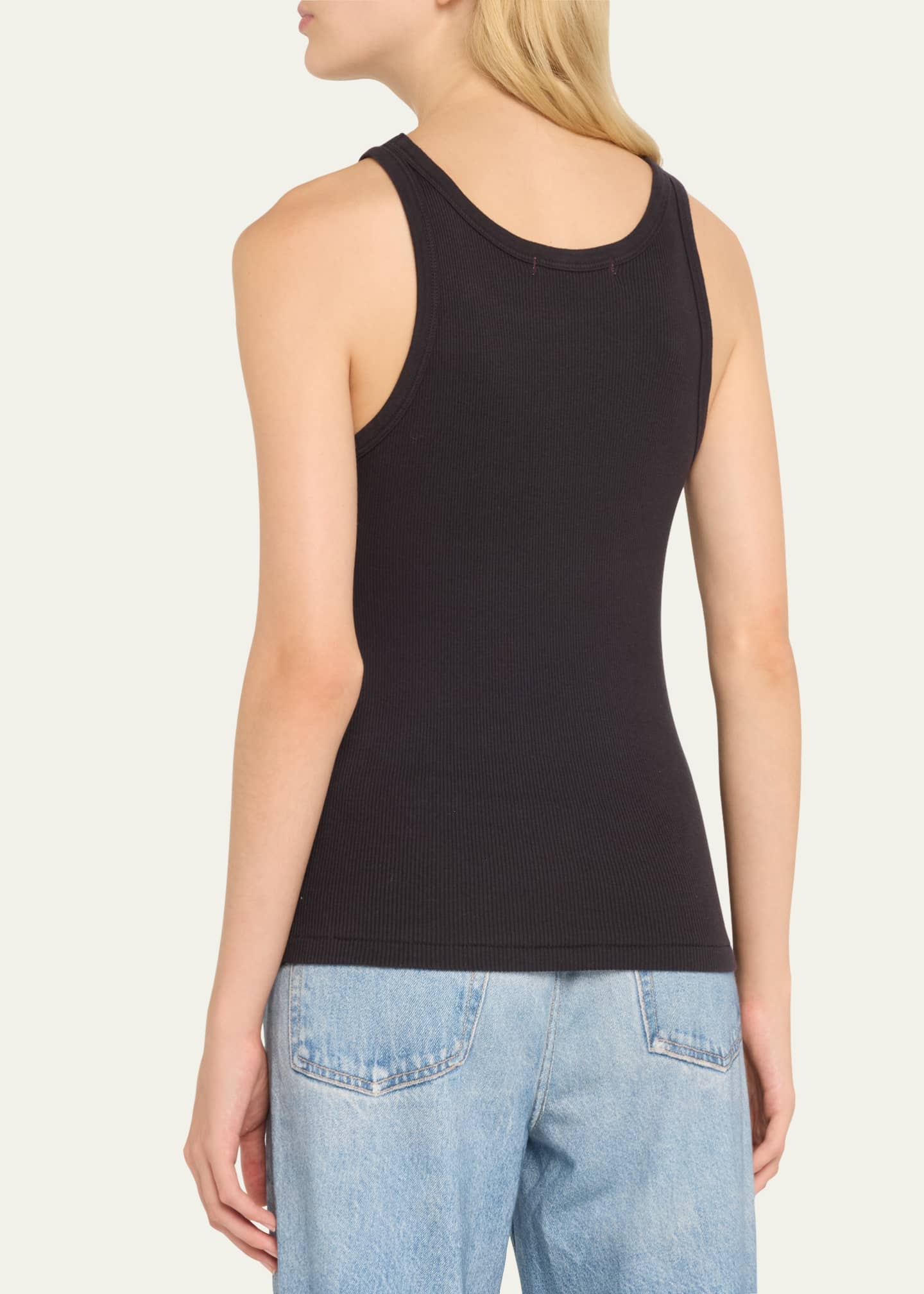 AMO Denim Long Ribbed Cotton Tank Top Image 3 of 5