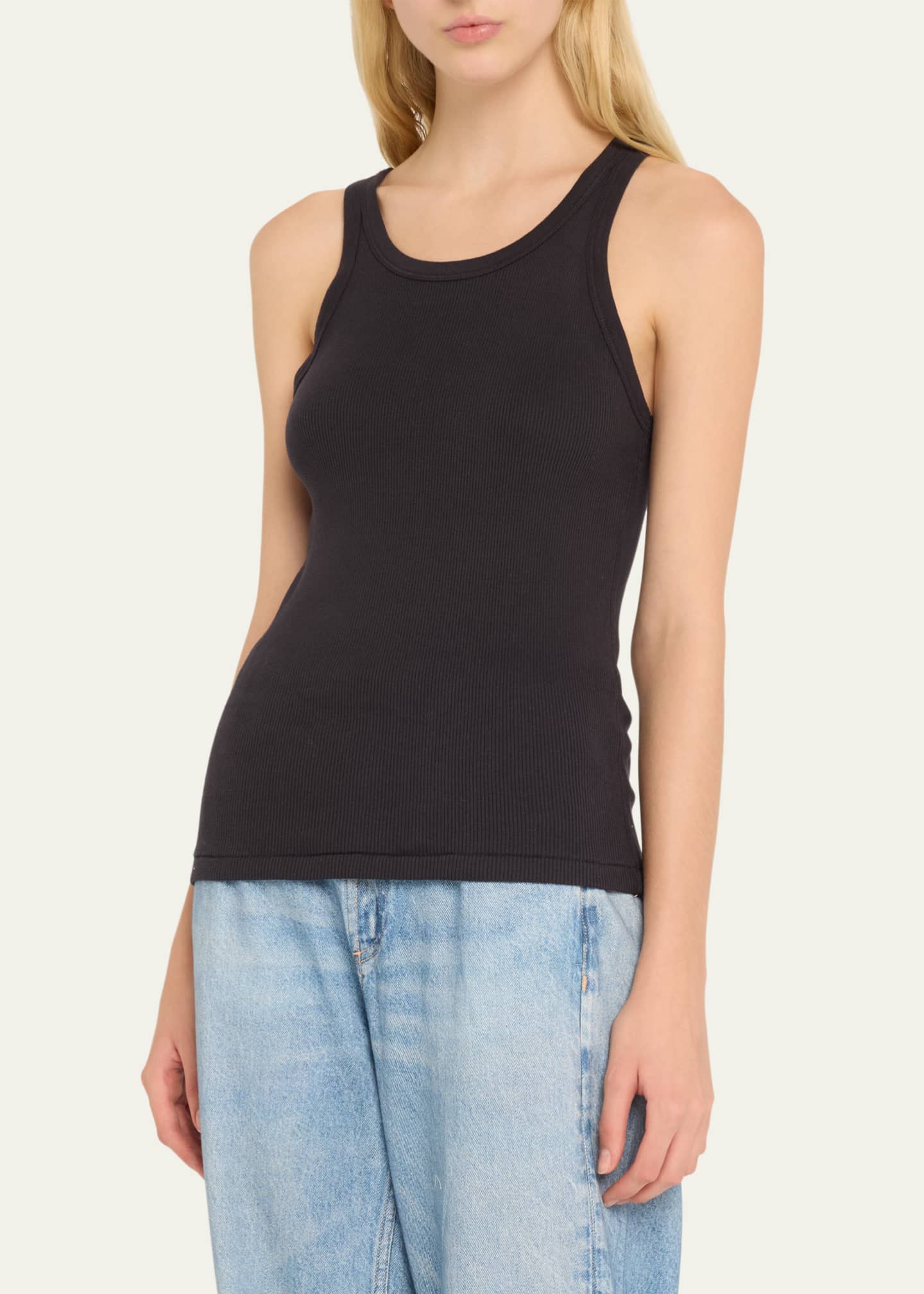 AMO Denim Long Ribbed Cotton Tank Top Image 4 of 5