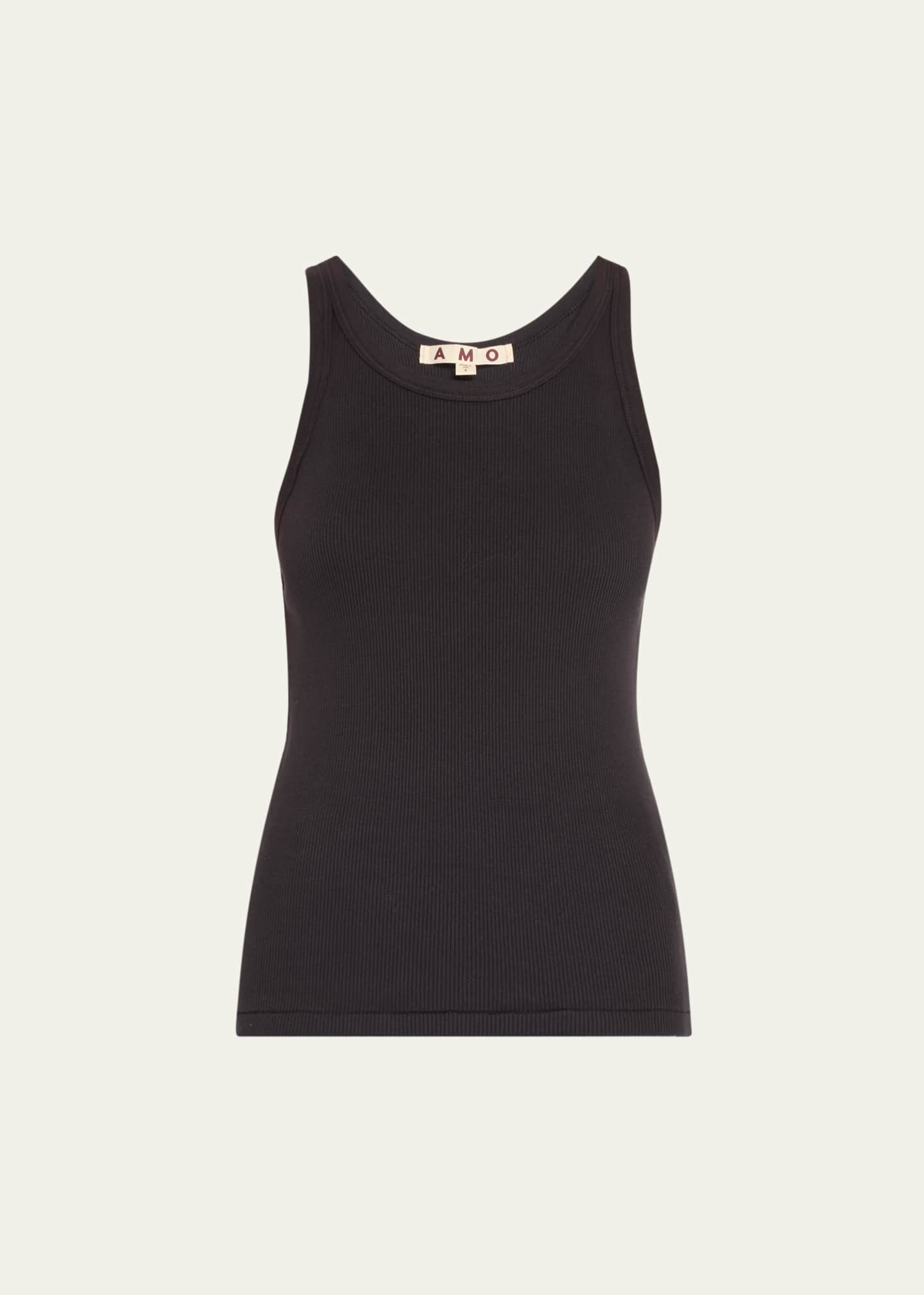 AMO Denim Long Ribbed Cotton Tank Top Image 1 of 5