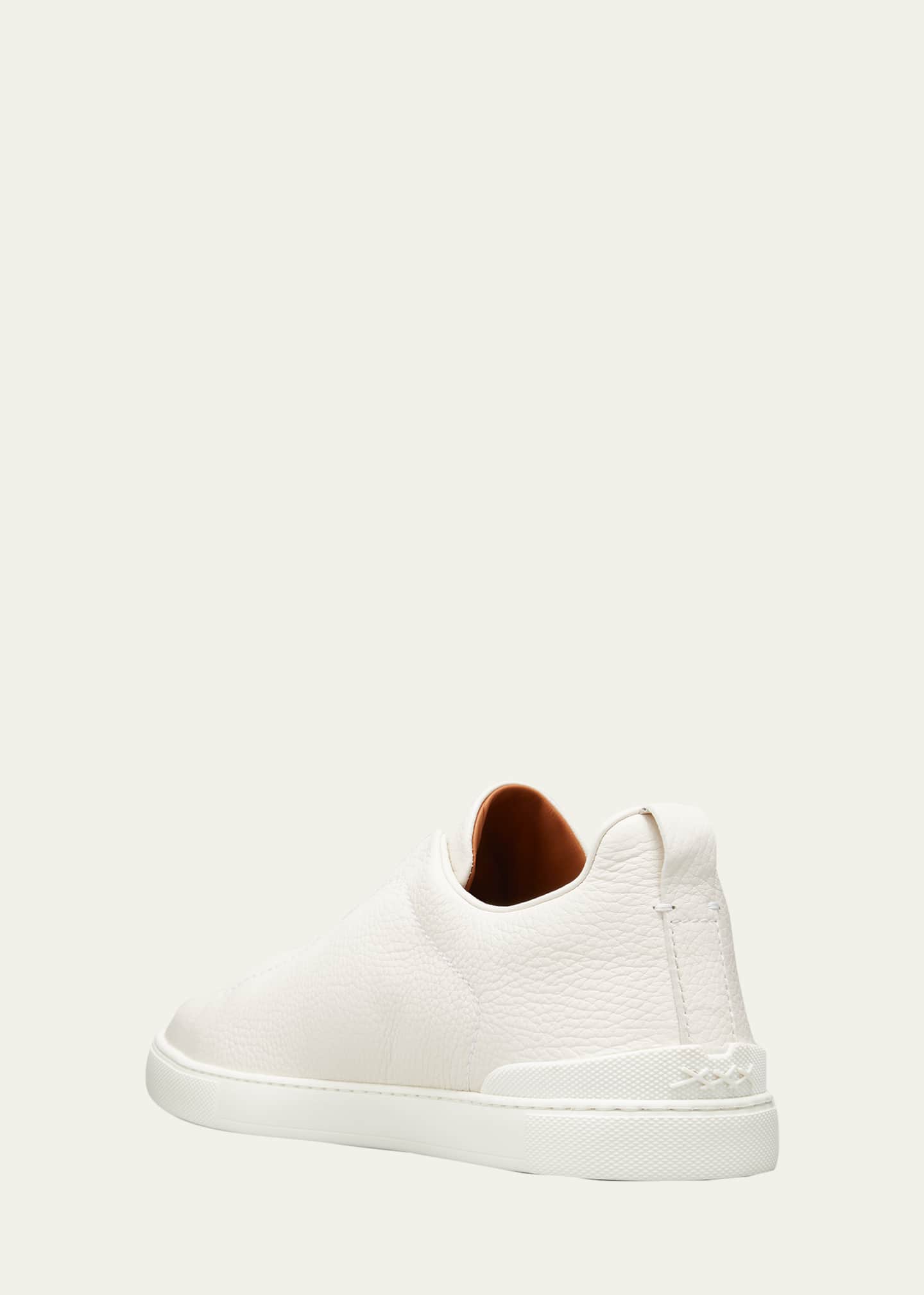 ZEGNA Men's Triple Stitch Deerskin Leather Sneakers Image 4 of 5