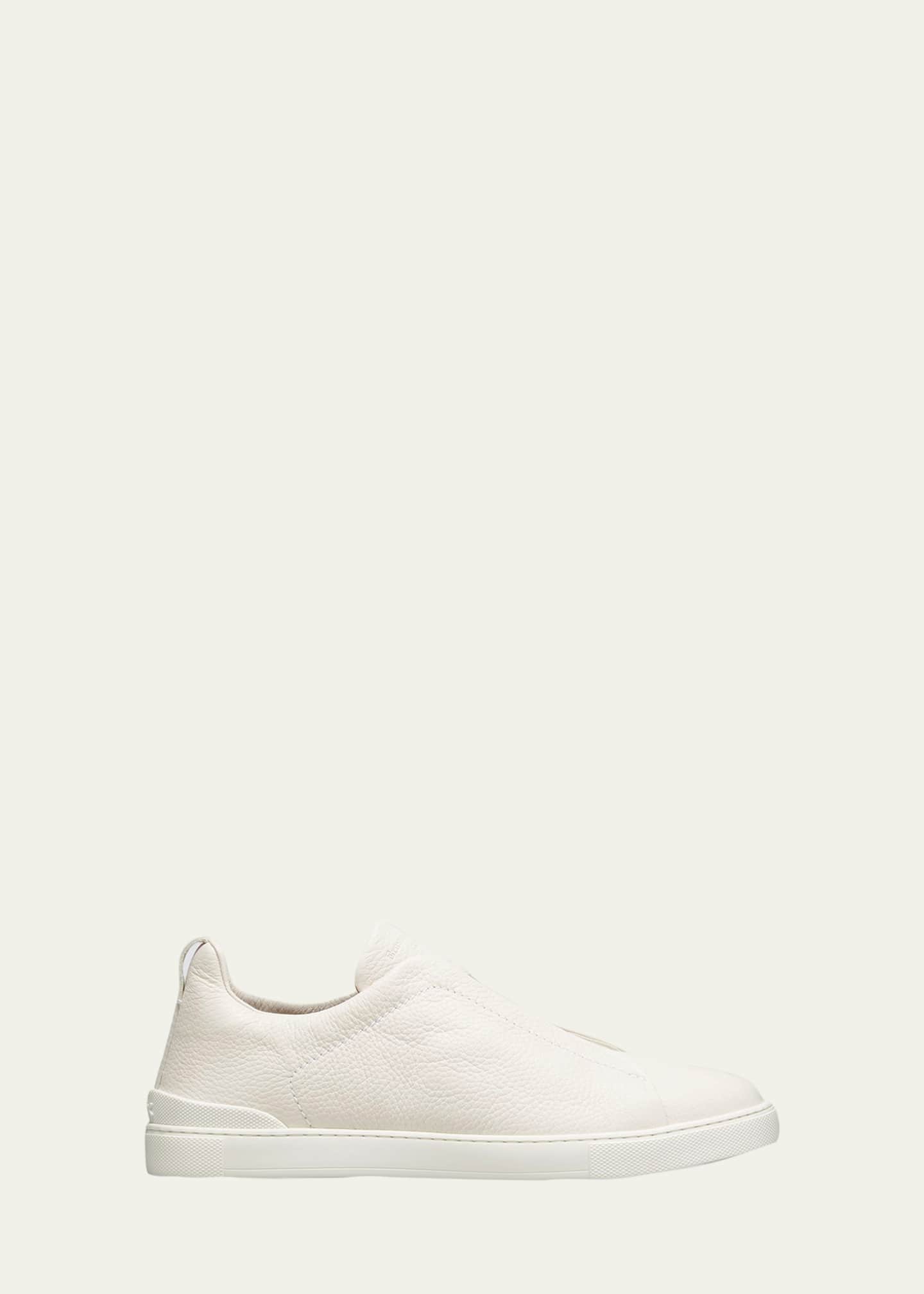 ZEGNA Men's Triple Stitch Deerskin Leather Sneakers Image 1 of 5
