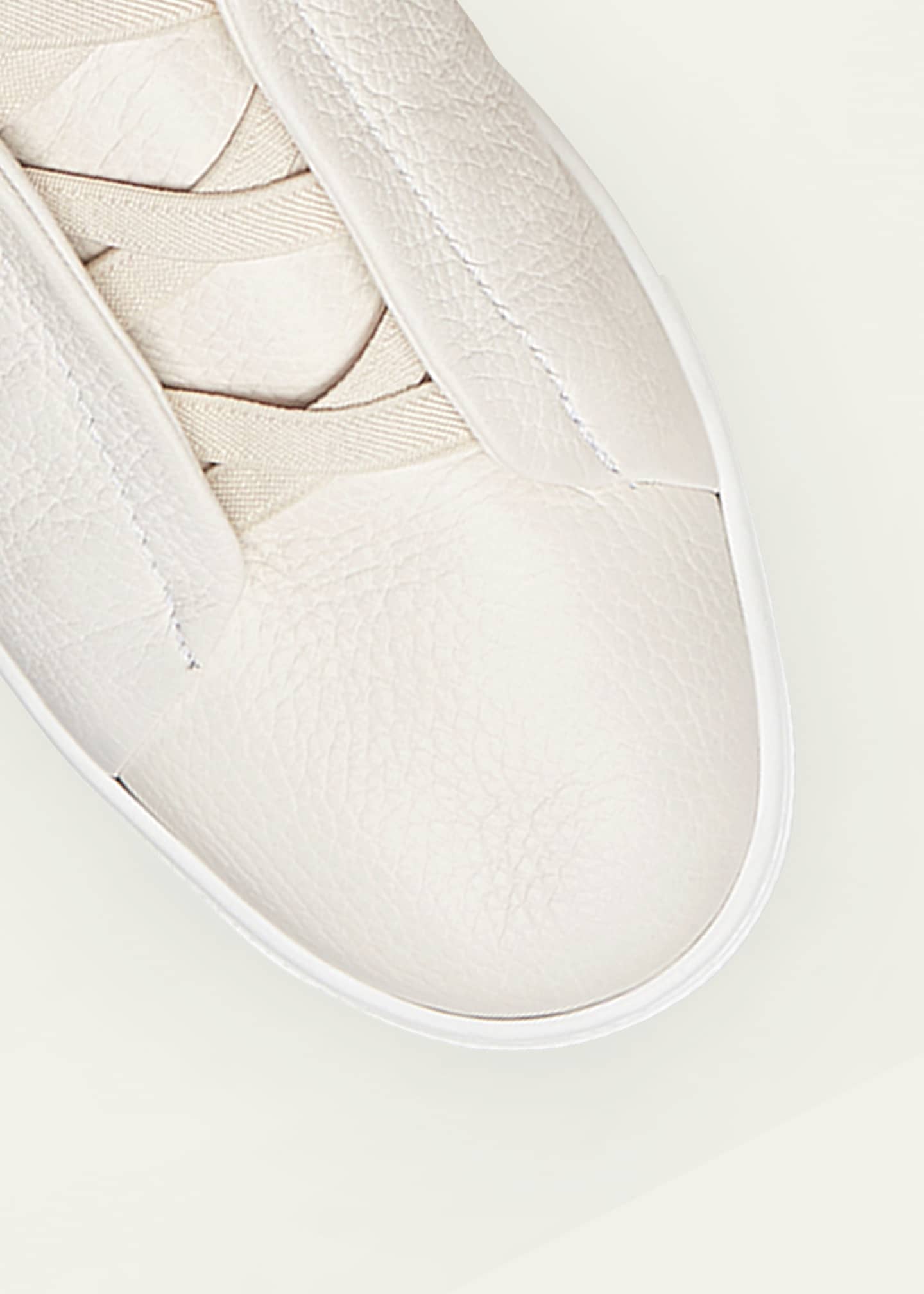 ZEGNA Men's Triple Stitch Deerskin Leather Sneakers Image 5 of 5