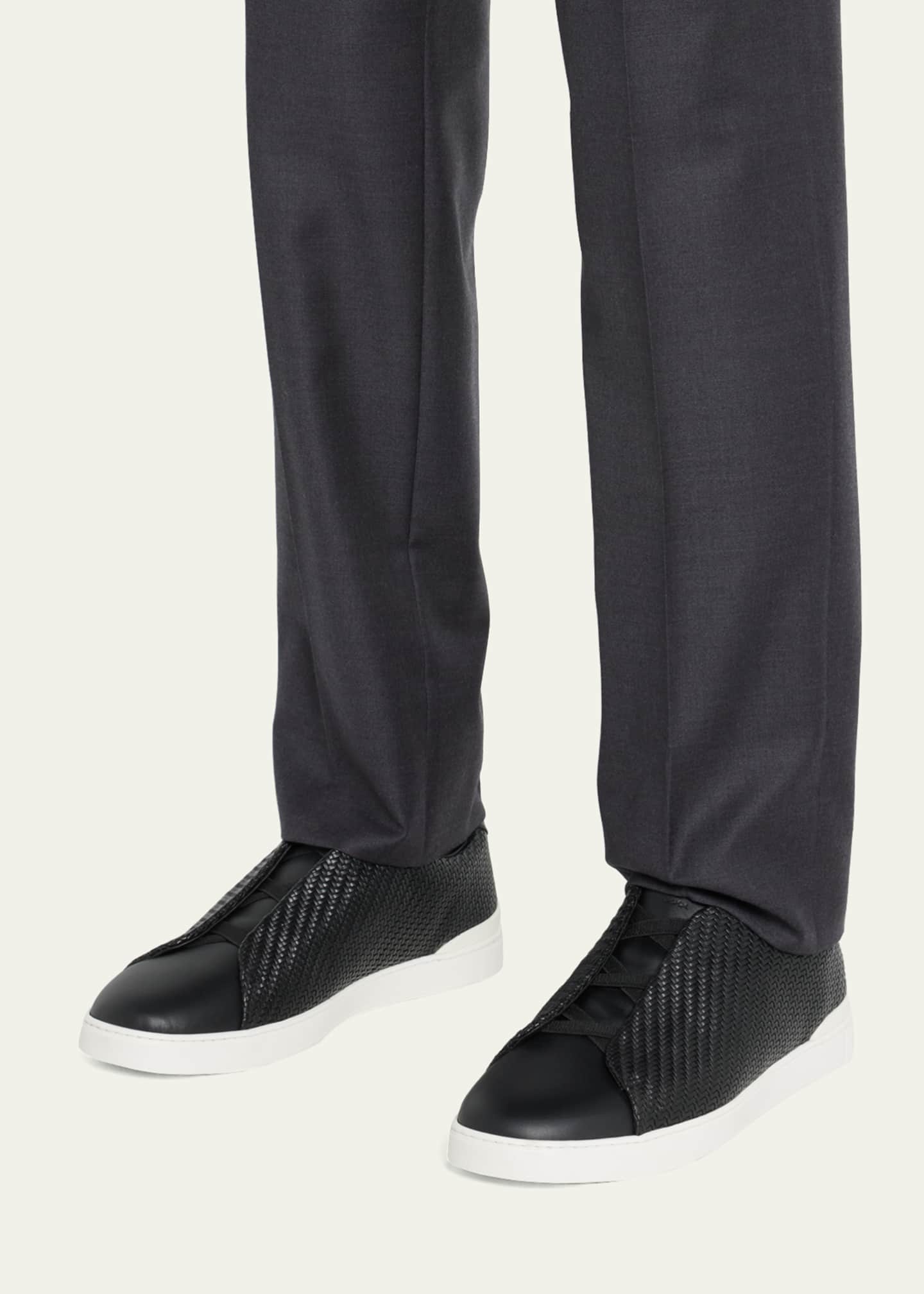 ZEGNA Men's Triple Stitch Woven Sneakers Image 2 of 5