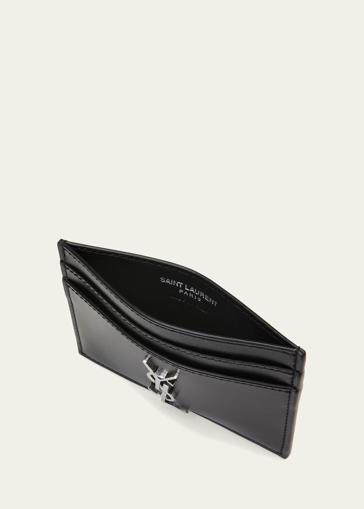 Saint Laurent Monogram Leather Card Case - Black