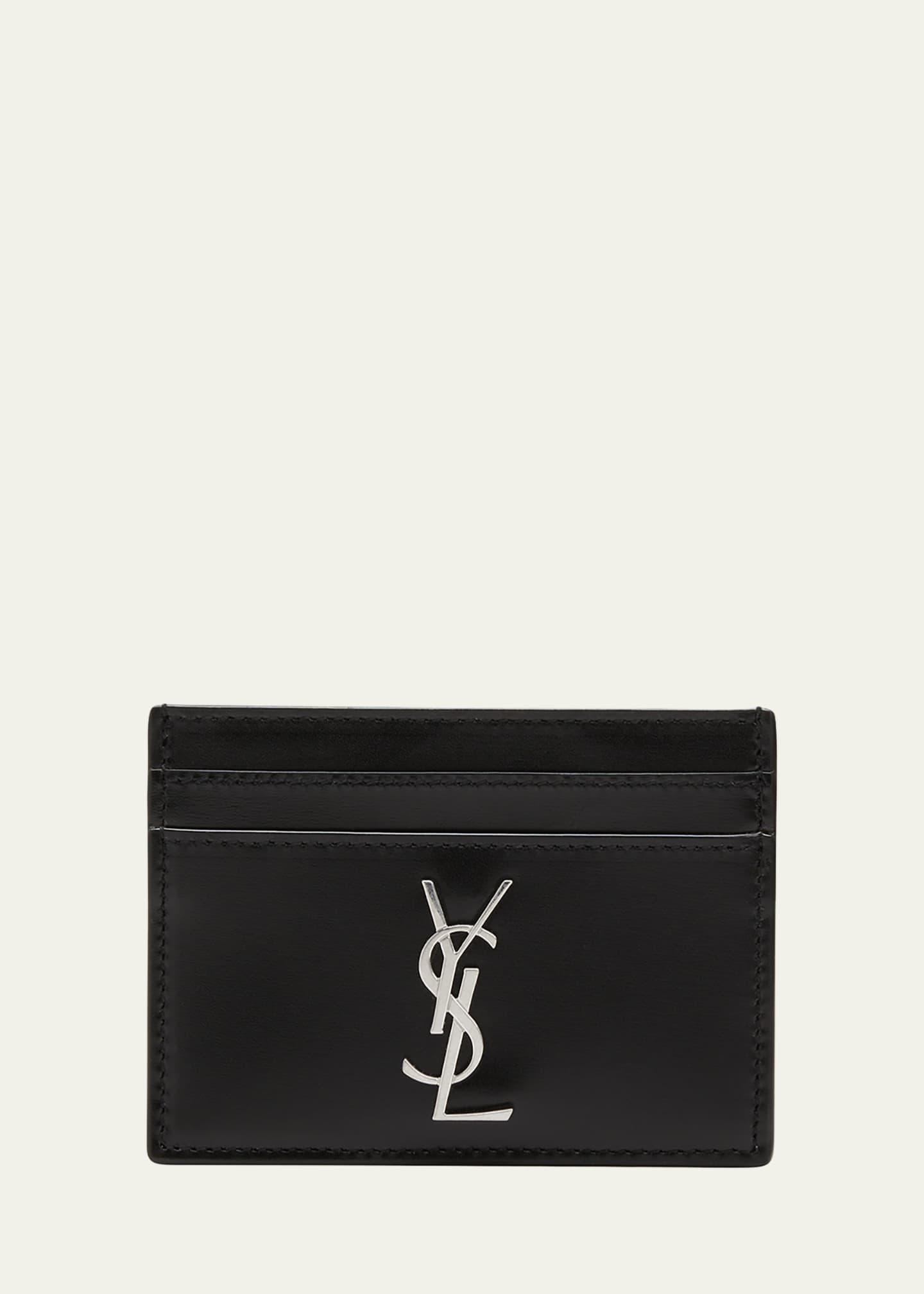 Saint Laurent Men's Logo Patent Leather Card Case