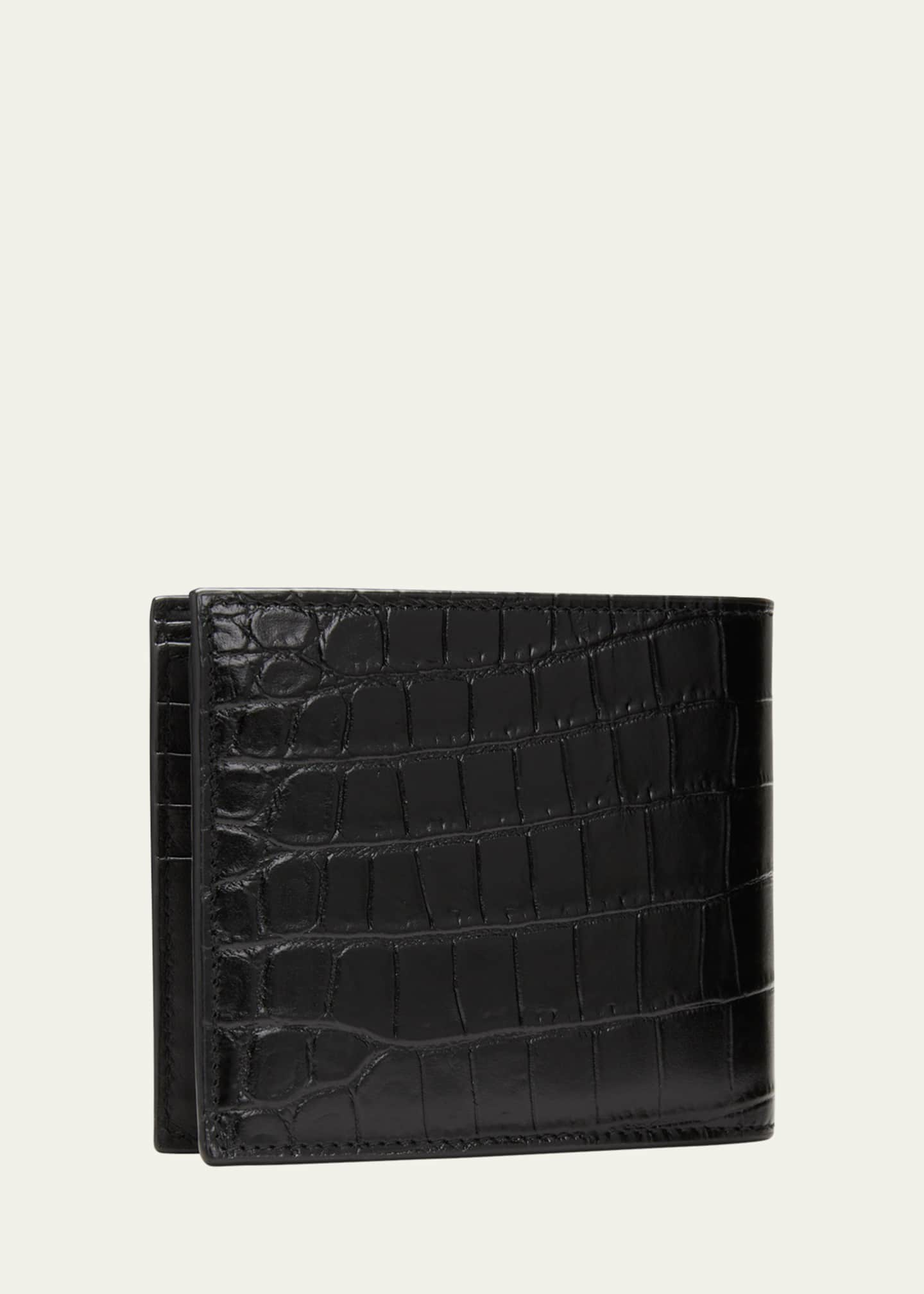 Saint Laurent - crocodile-embossed Money Clip Wallet - Men - Leather - One Size - Black