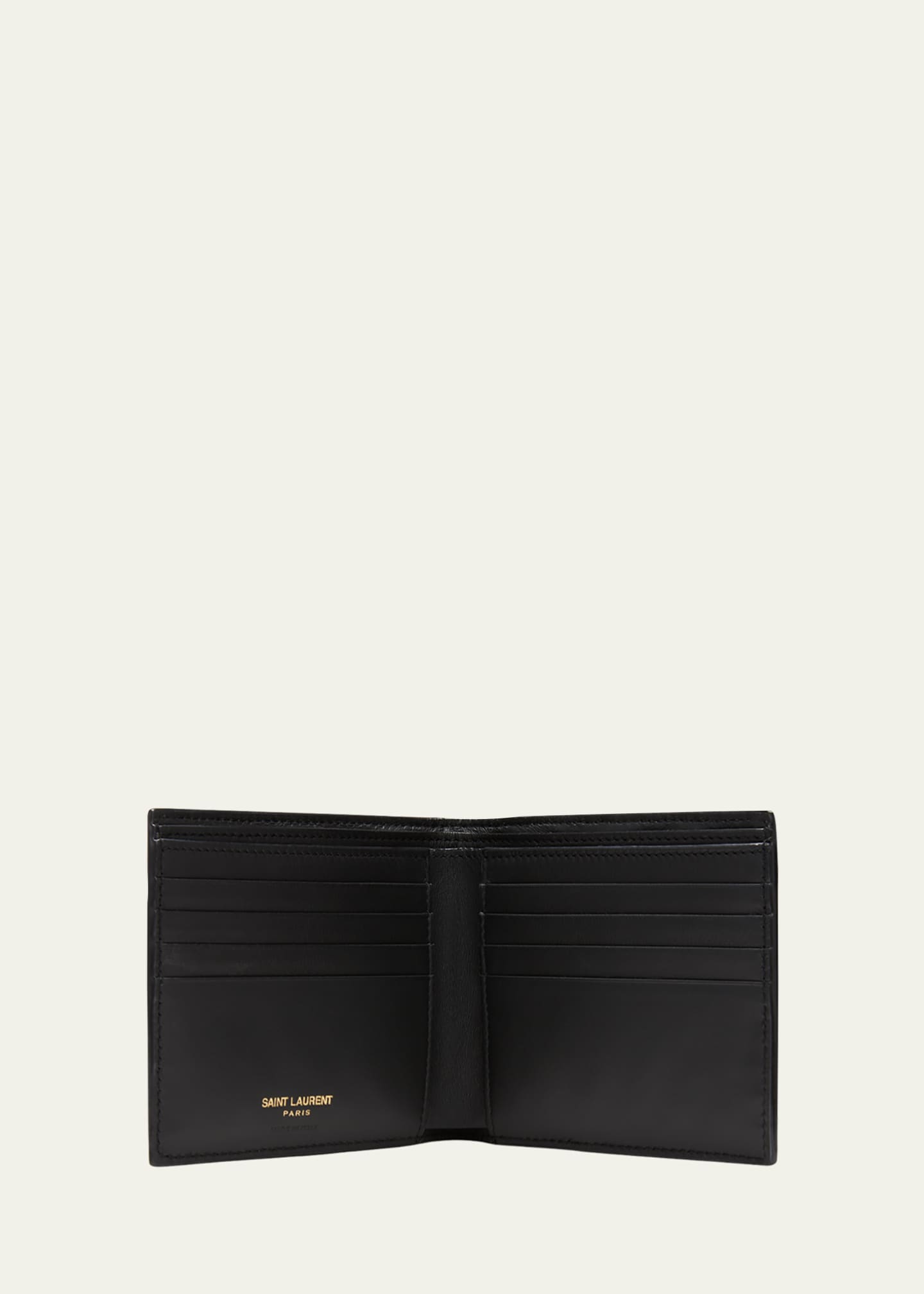 Saint Laurent Black Grained Leather Monogram Bifold Wallet Saint Laurent  Paris