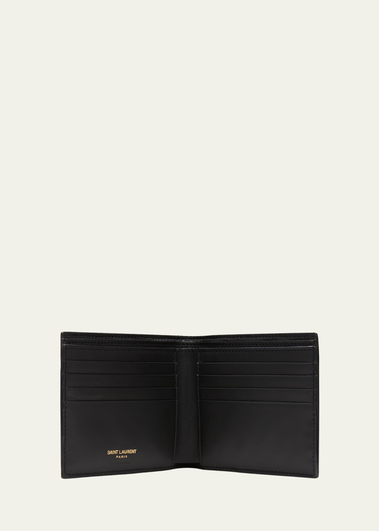 Saint Laurent East/West Croc Embossed Leather Bifold Wallet