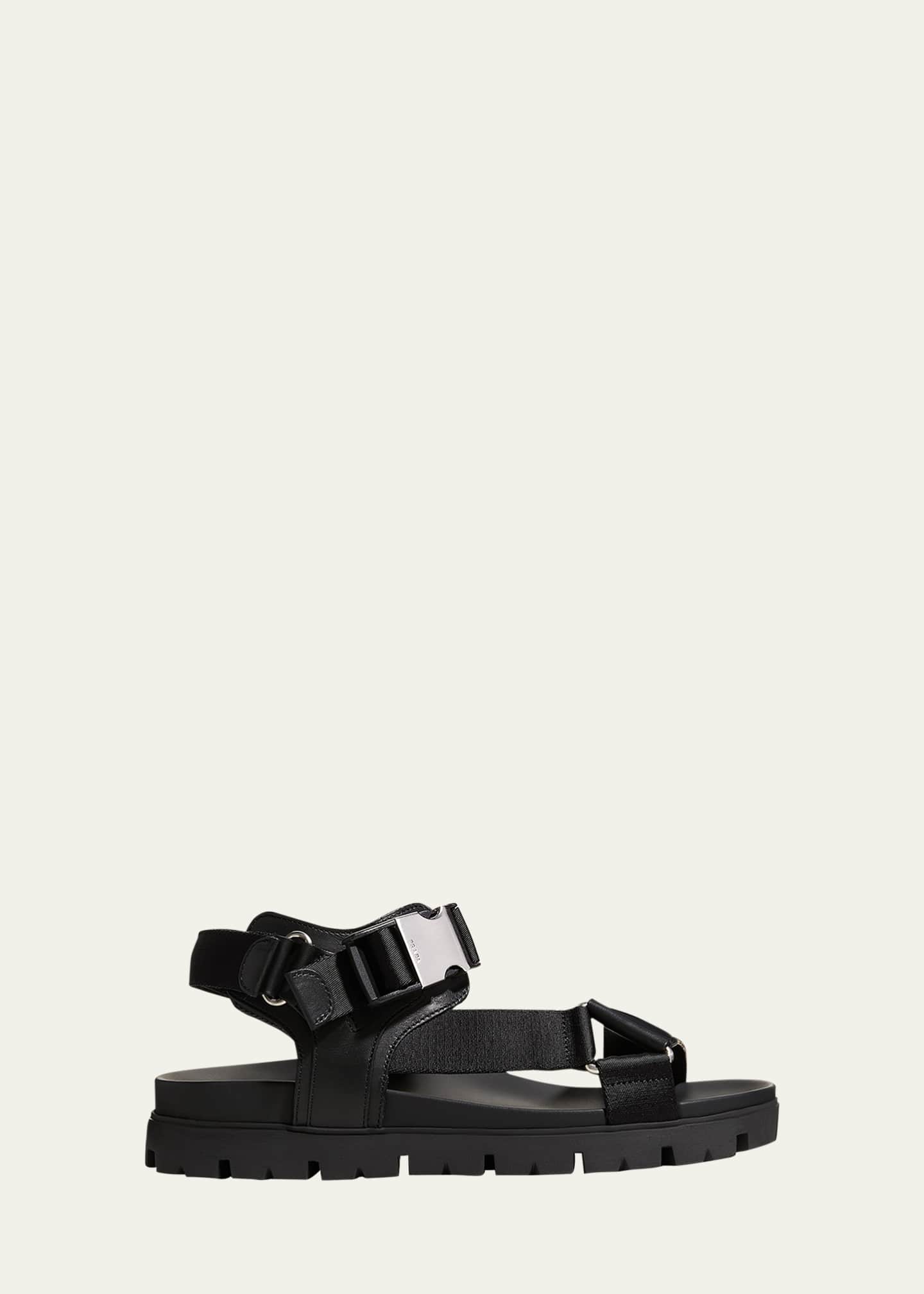 Prada Men s Sporty Leather Nylon Tape Strap Sandals Bergdorf Goodman