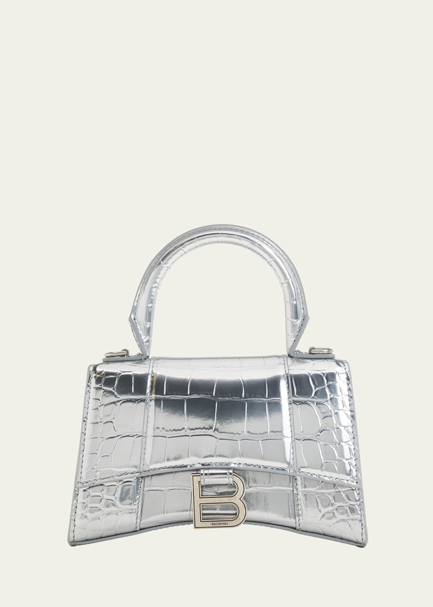 Balenciaga Hourglass Xs Metallic Satchel Bag