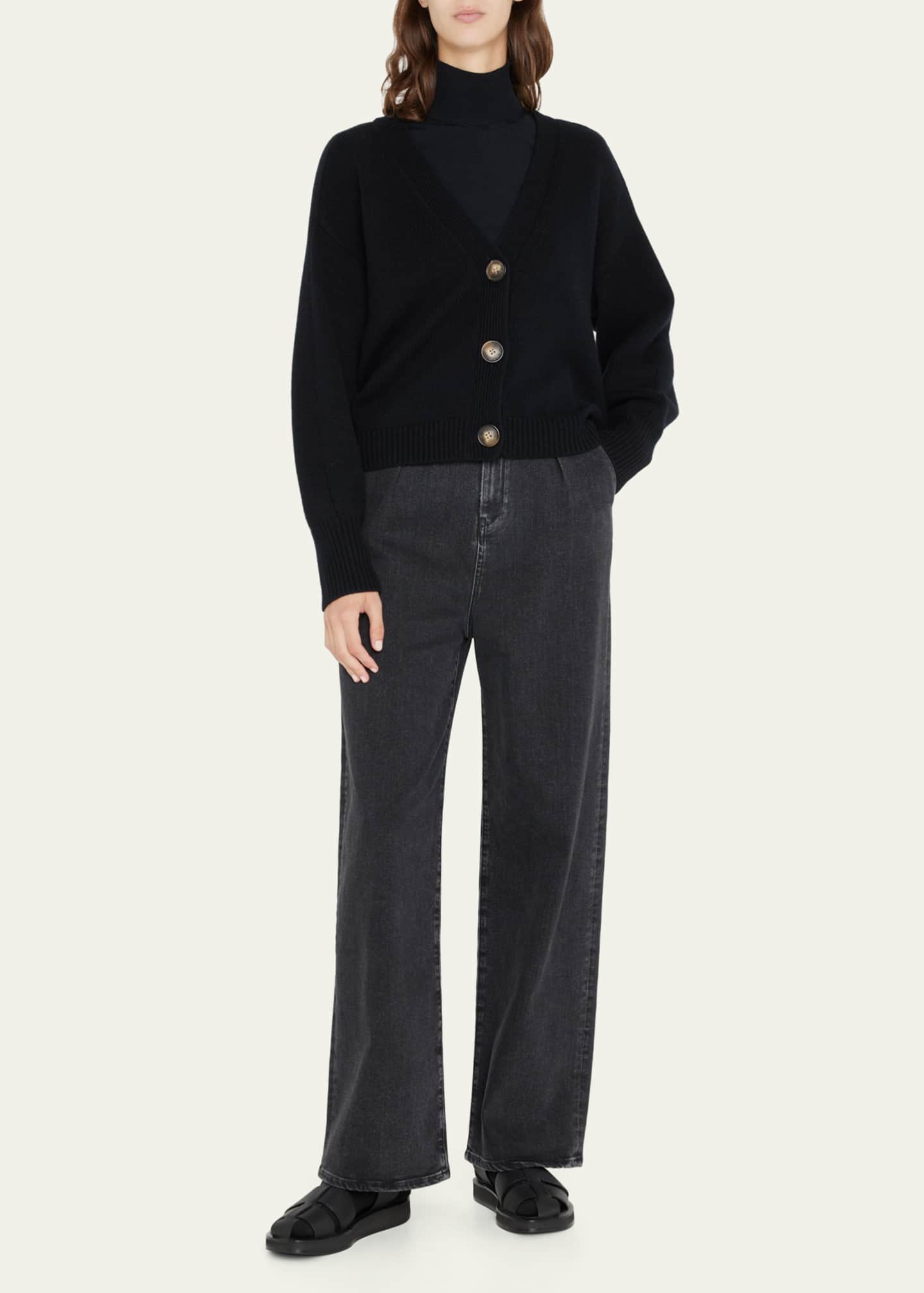 Loulou Studio Zanzibar Cropped Wool-Cashmere Cardigan Image 2 of 5