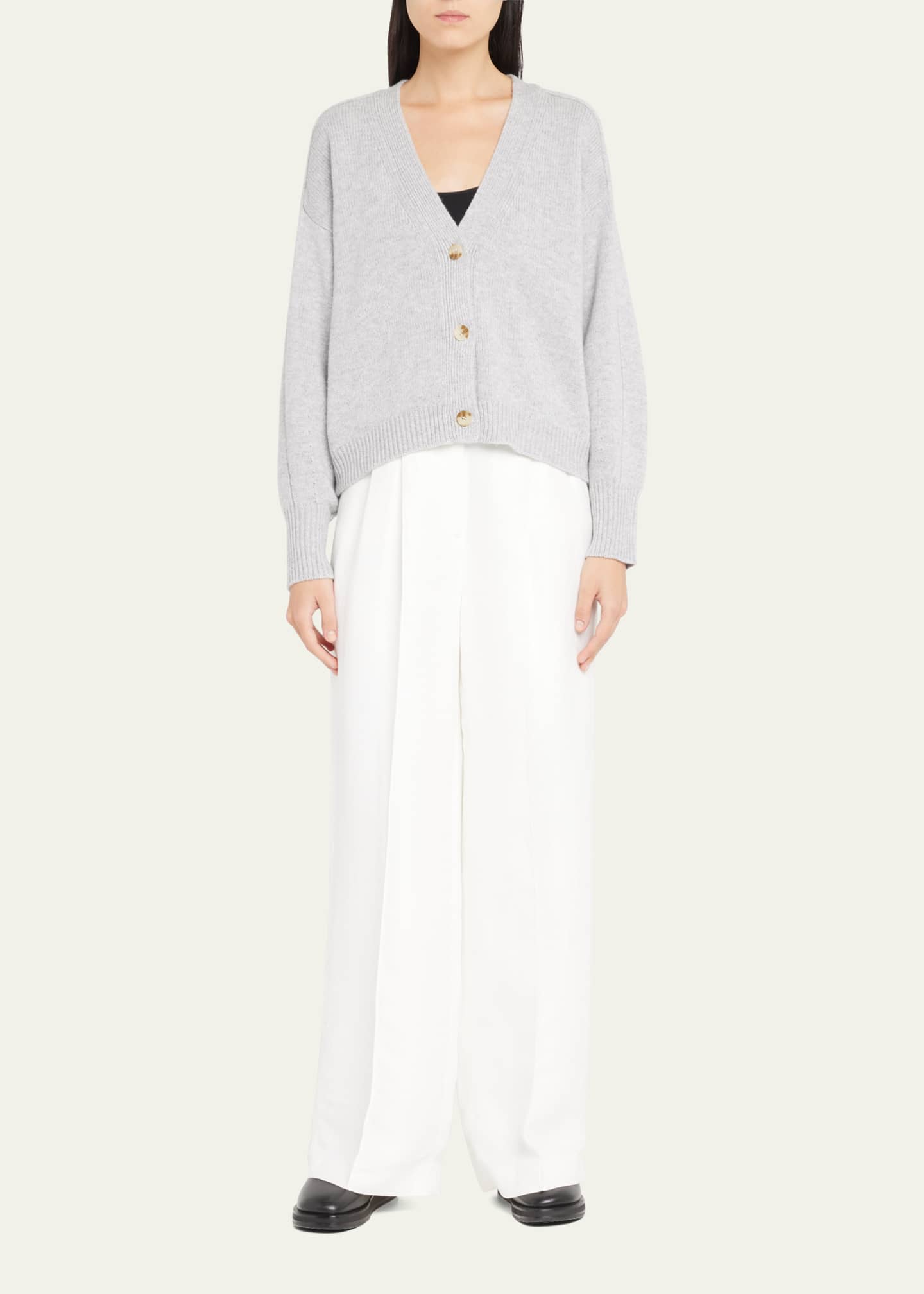 Loulou Studio Zanzibar Cropped Wool-Cashmere Cardigan Image 2 of 5