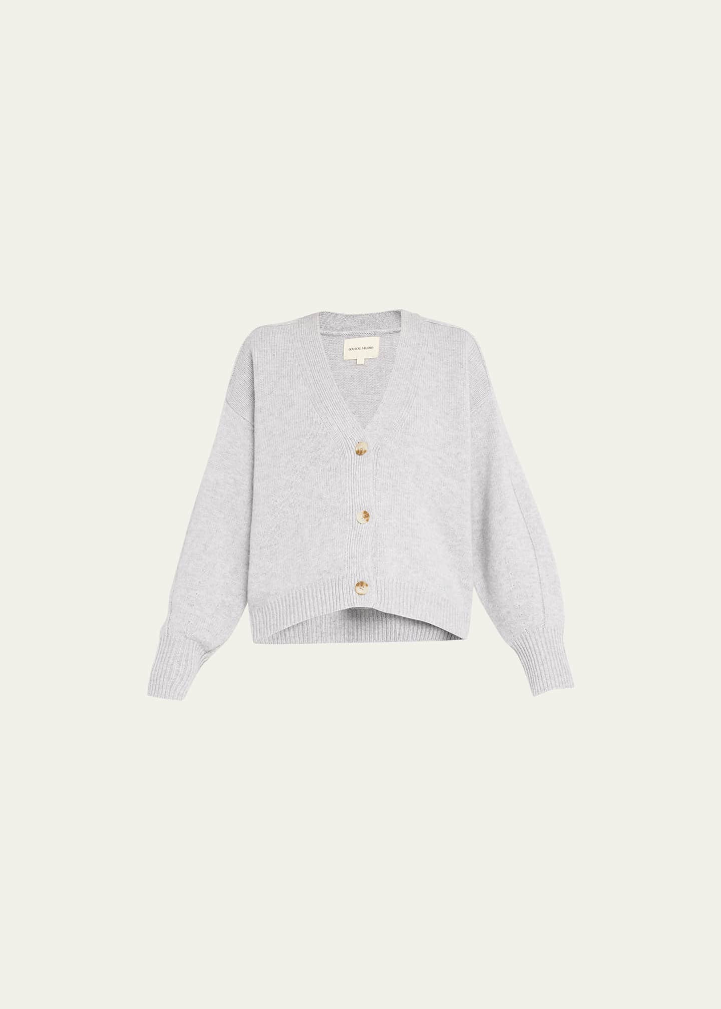 Loulou Studio Zanzibar Cropped Wool-Cashmere Cardigan Image 1 of 5