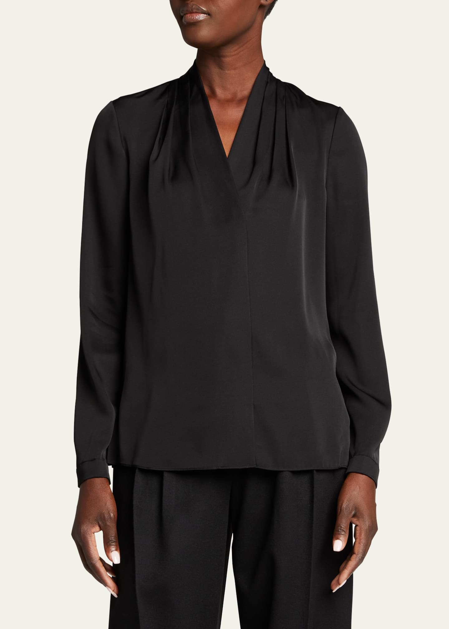 Kobi Halperin Nellie Pleated V-Neck Long-Sleeve Blouse Image 4 of 5