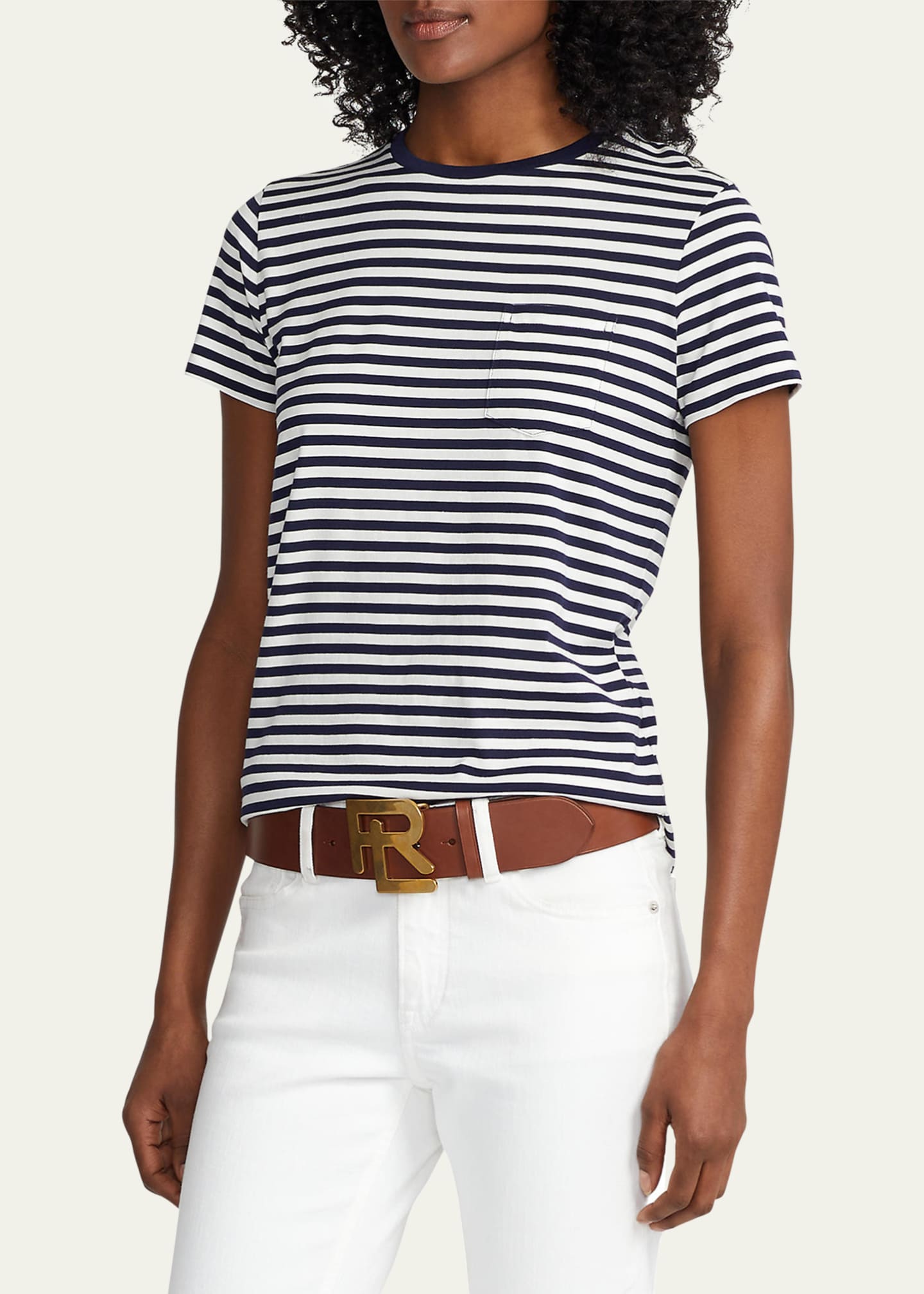 Ralph lauren black and white striped t shirt discount