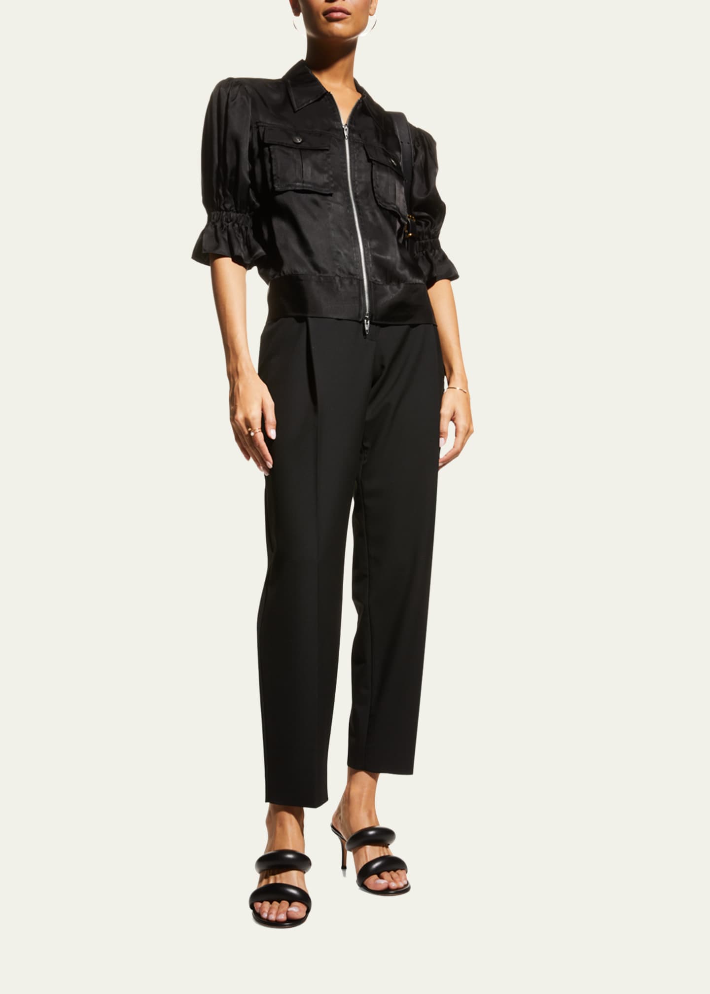 Cinq a Sept Holly Short-Sleeve Sateen Jacket Image 2 of 6