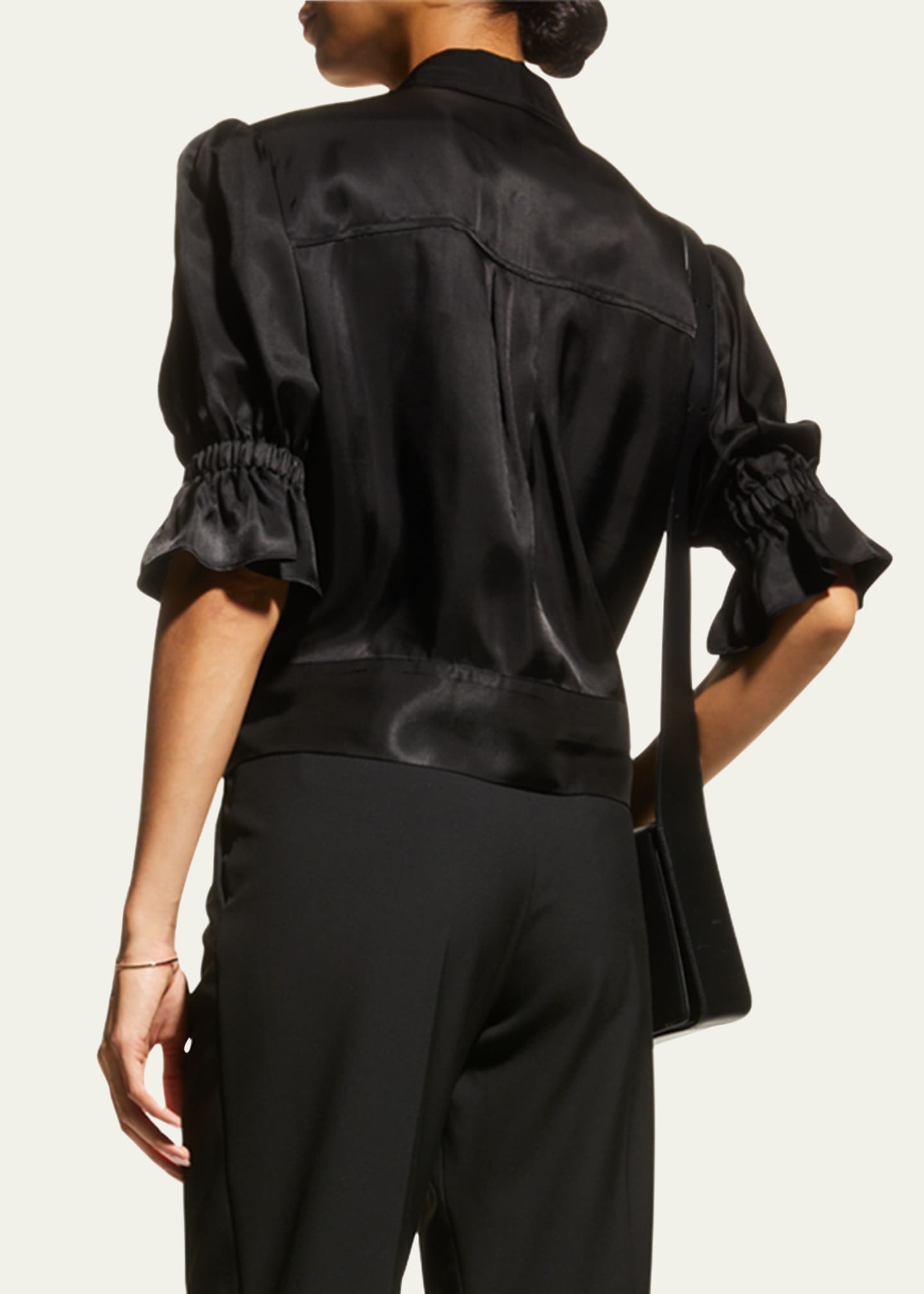 Cinq a Sept Holly Short-Sleeve Sateen Jacket Image 3 of 6