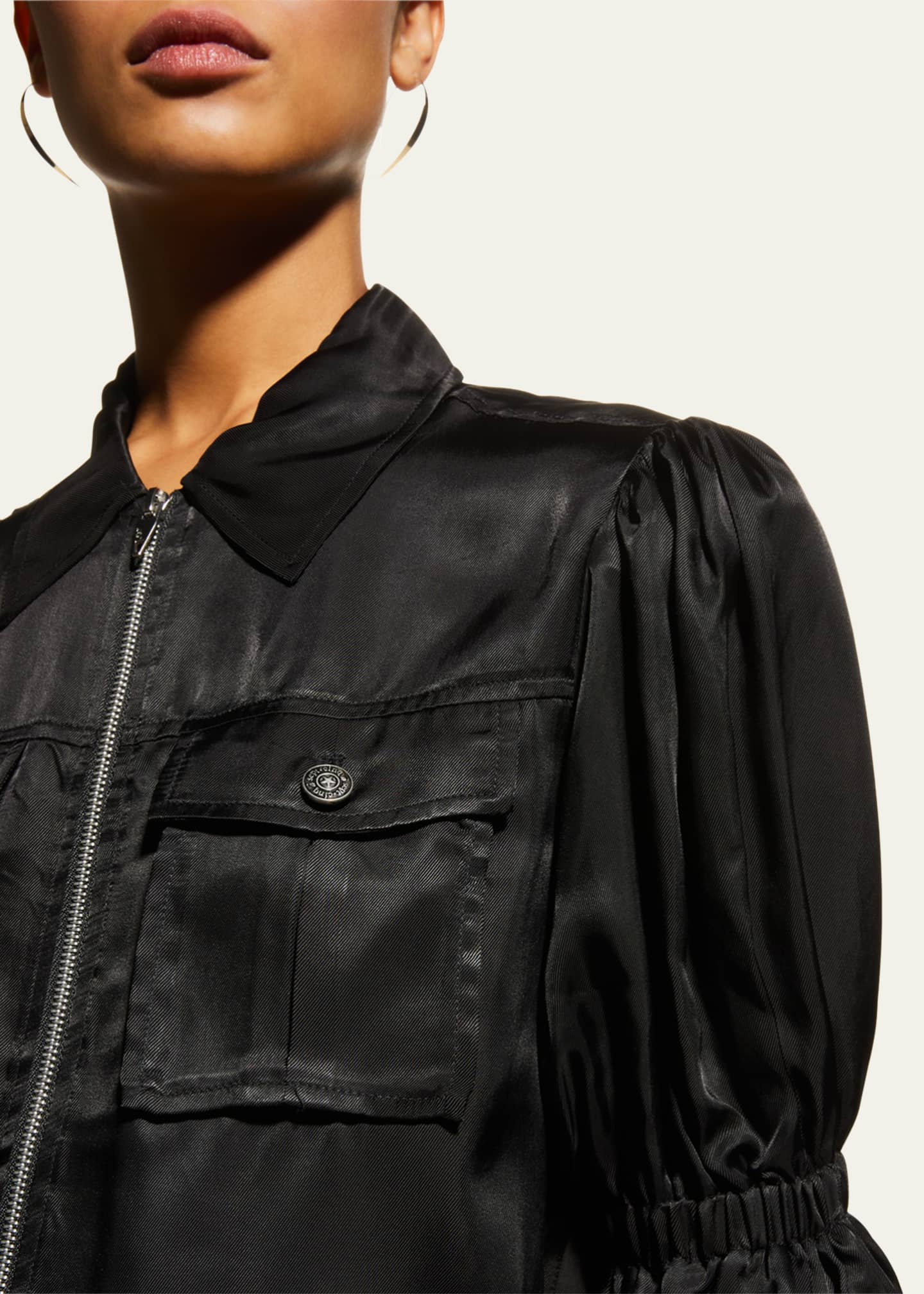 Cinq a Sept Holly Short-Sleeve Sateen Jacket Image 5 of 6