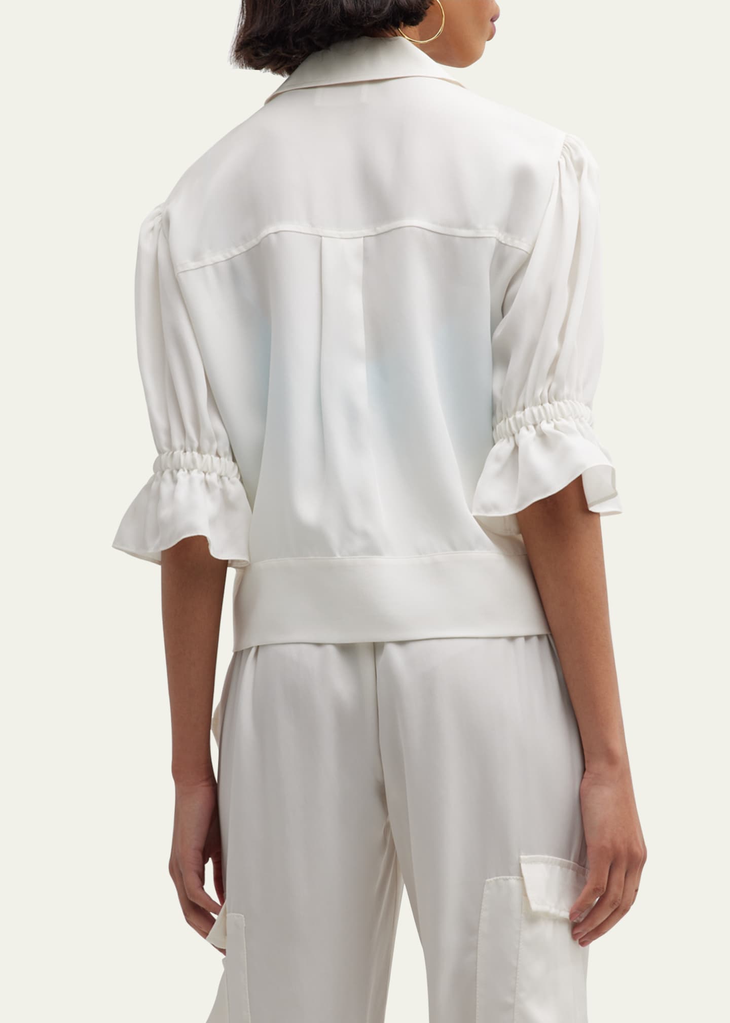 Cinq a Sept Holly Short-Sleeve Sateen Jacket Image 6 of 6