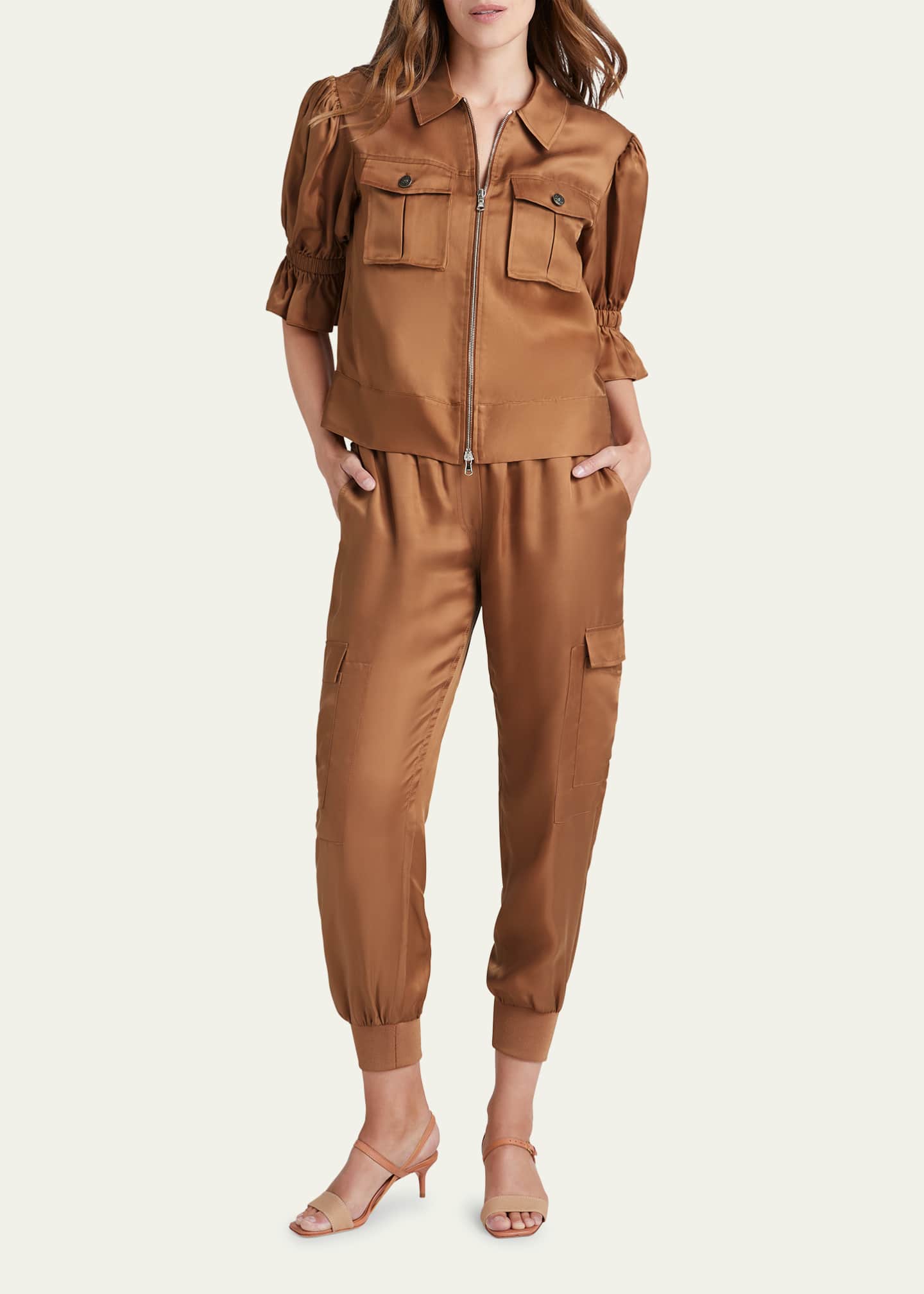Cinq a Sept Holly Short-Sleeve Sateen Jacket Image 2 of 5