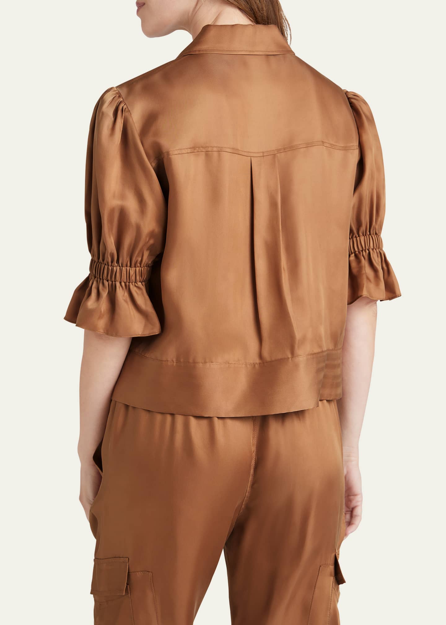 Cinq a Sept Holly Short-Sleeve Sateen Jacket Image 3 of 5