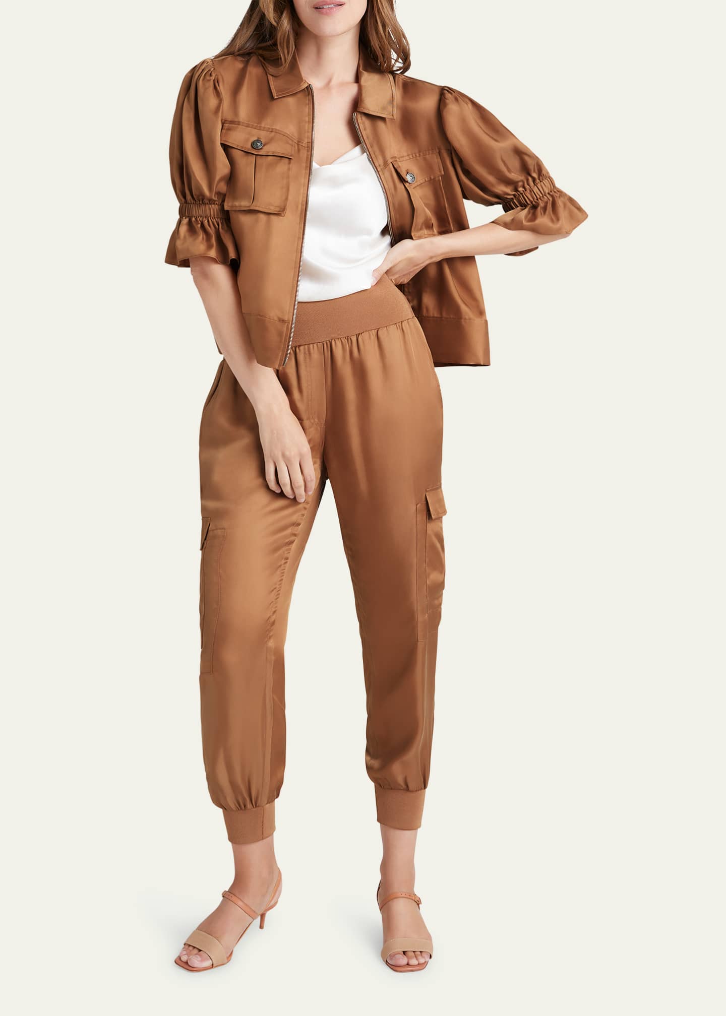 Cinq a Sept Holly Short-Sleeve Sateen Jacket Image 4 of 5