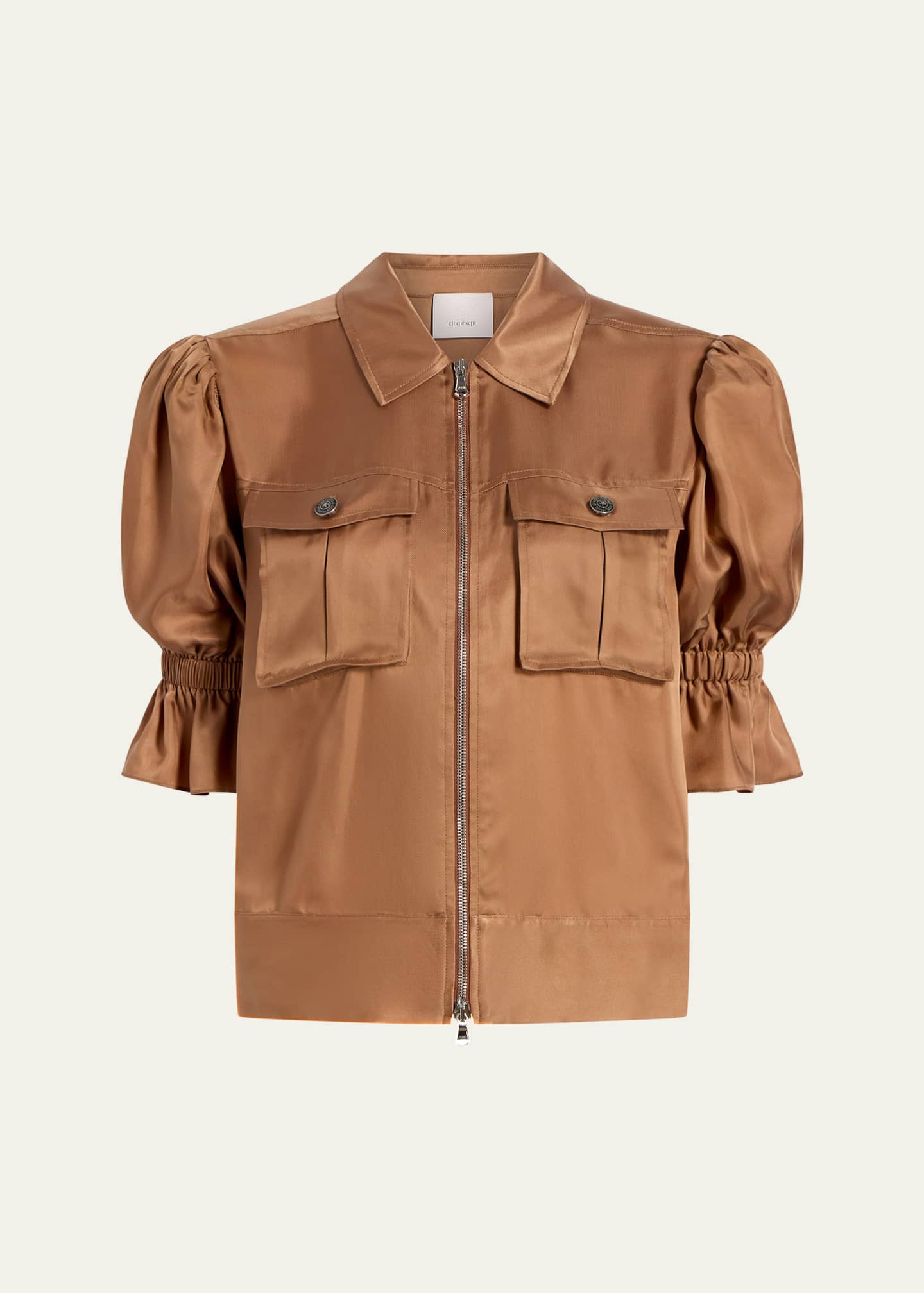 Cinq a Sept Holly Short-Sleeve Sateen Jacket Image 1 of 5