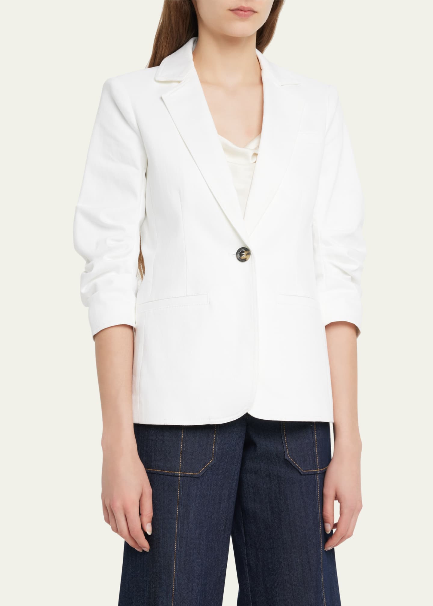 Cinq a Sept Khloe 3/4-Sleeve White Denim Blazer Image 4 of 5