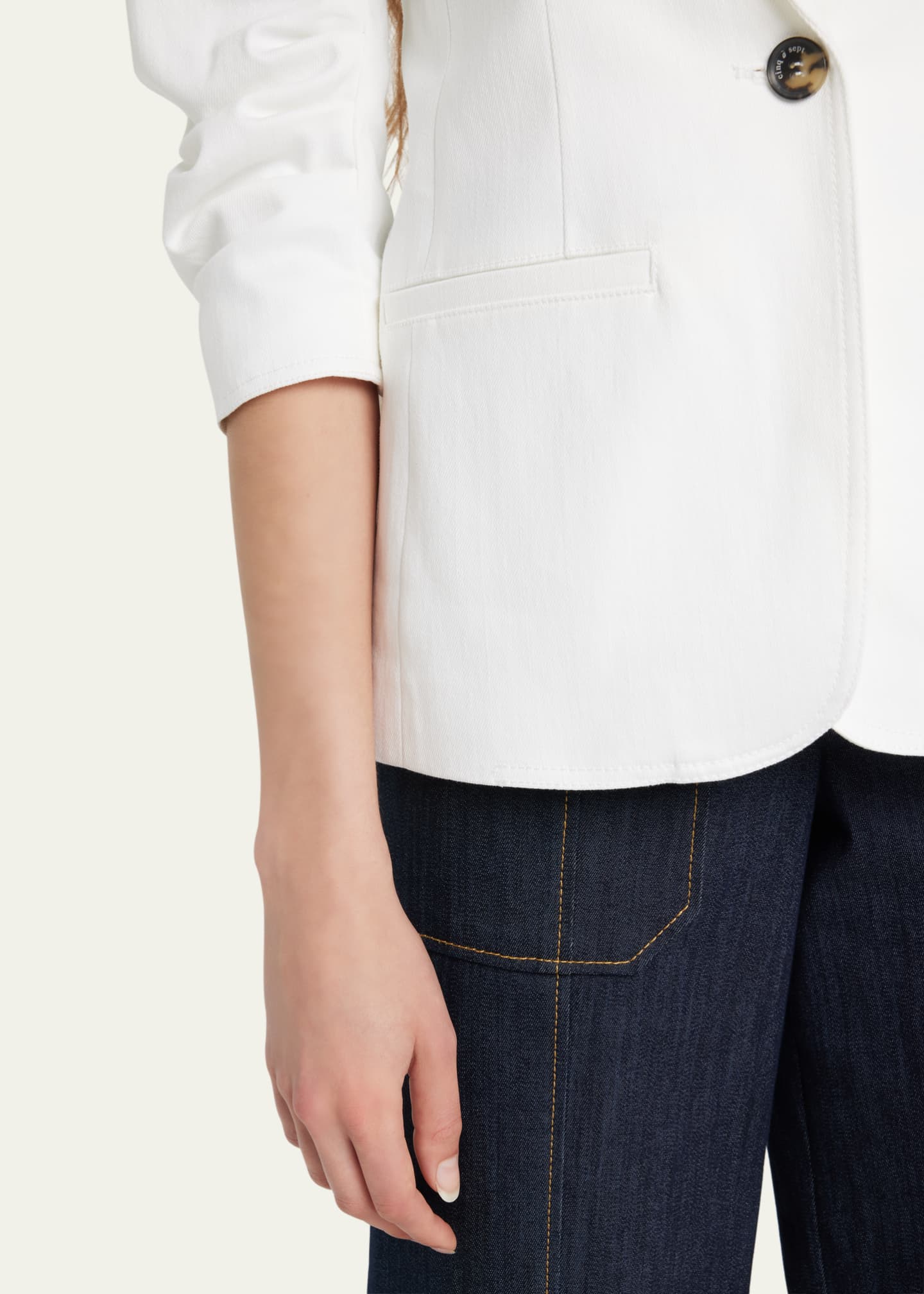 Cinq a Sept Khloe 3/4-Sleeve White Denim Blazer Image 5 of 5