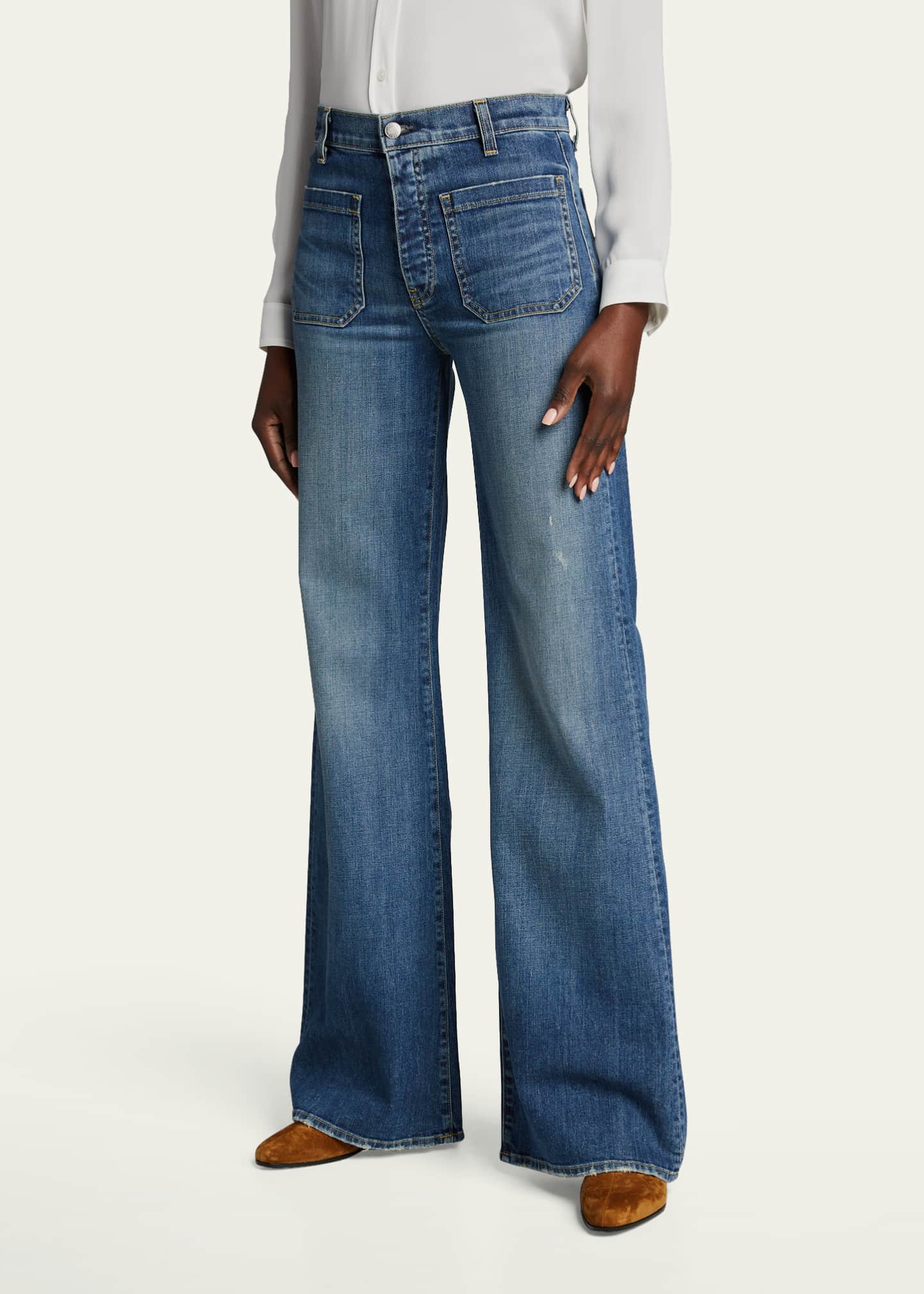 Nili Lotan Florence Denim Flare Jeans Image 4 of 5