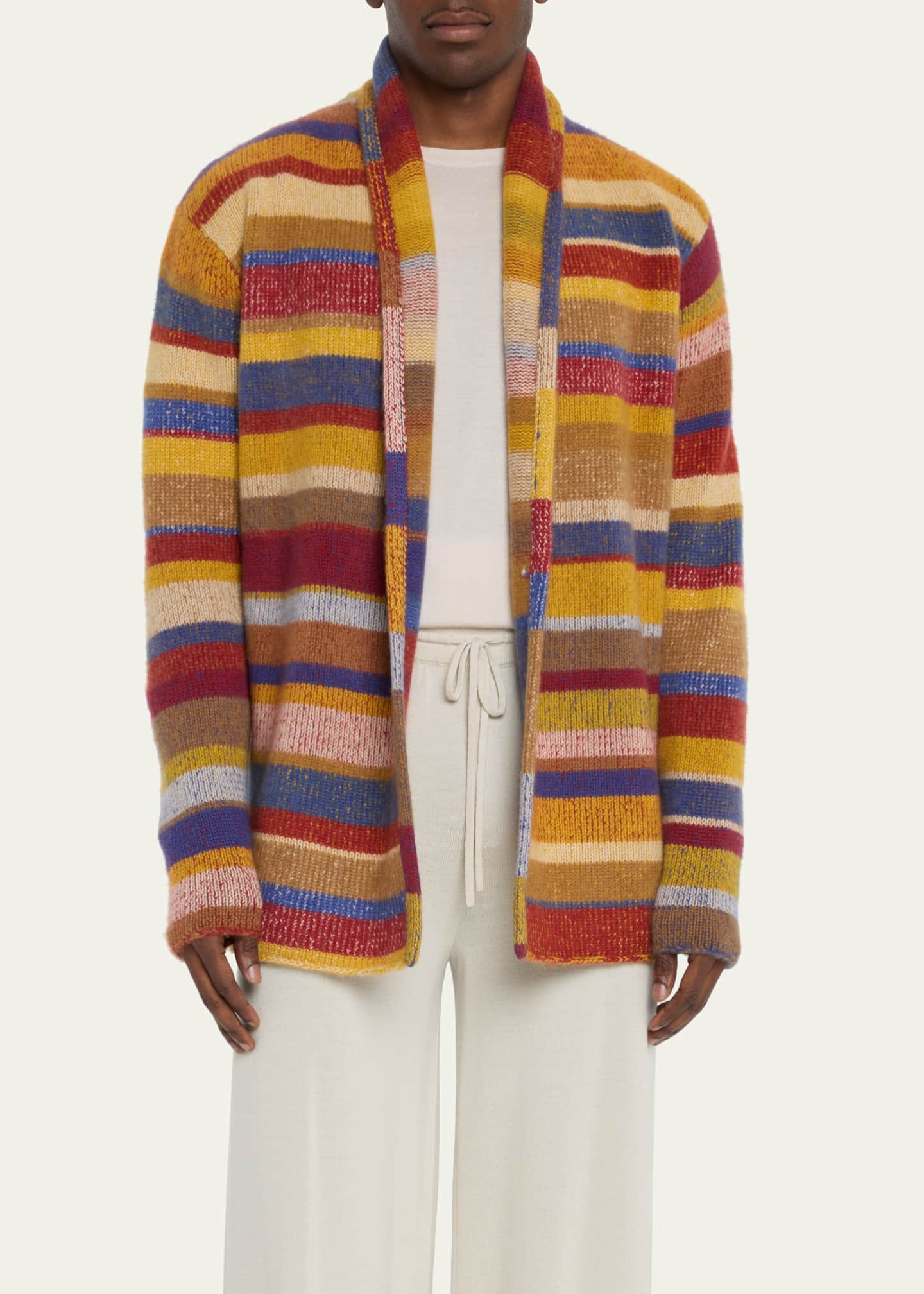 The Elder Statesman Men's Cashmere Mix Stripe Smoking Jacket