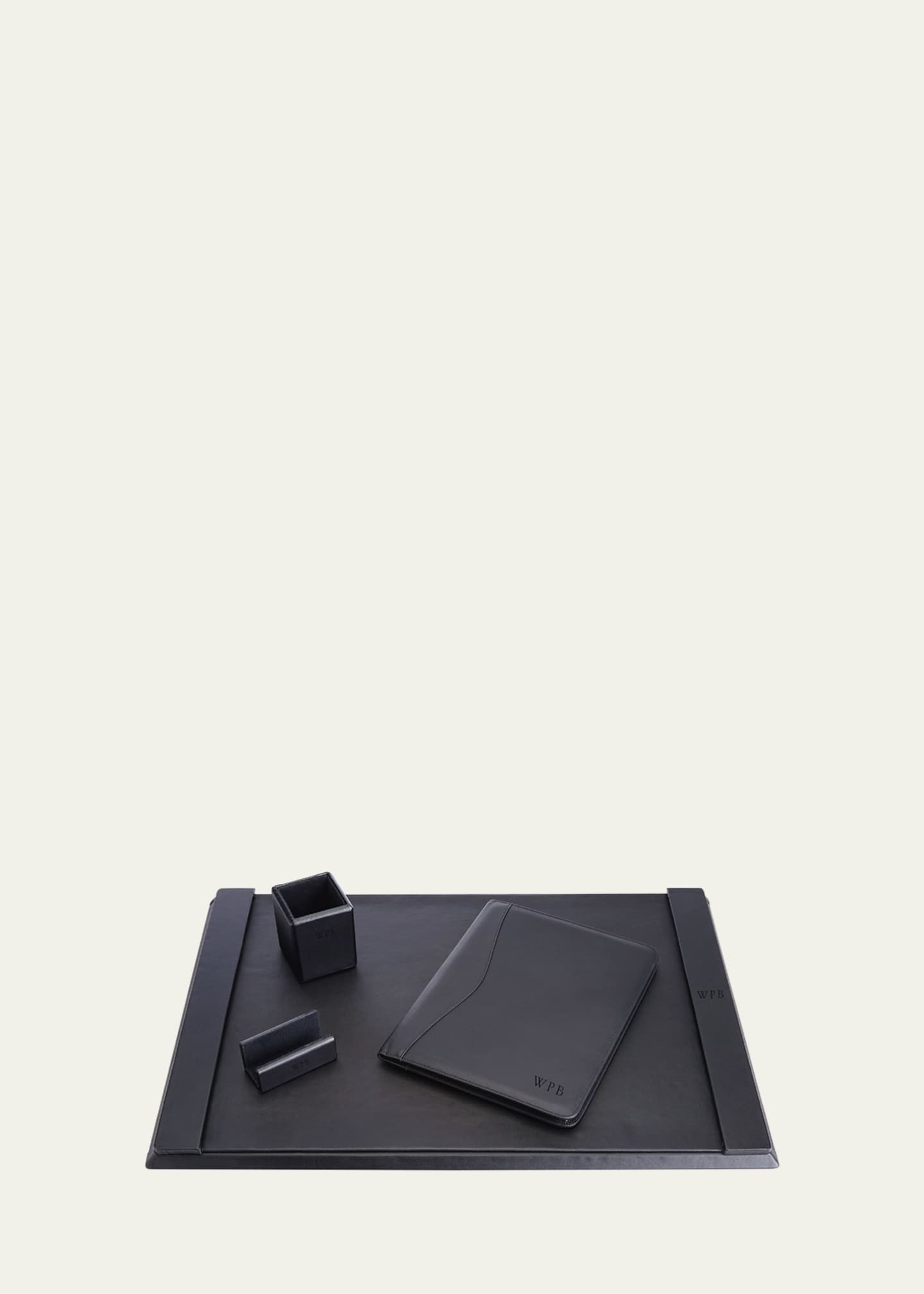 ROYCE New York Monogrammed Leather Executive Portfolio & Desk Accesory Set Image 1 of 2