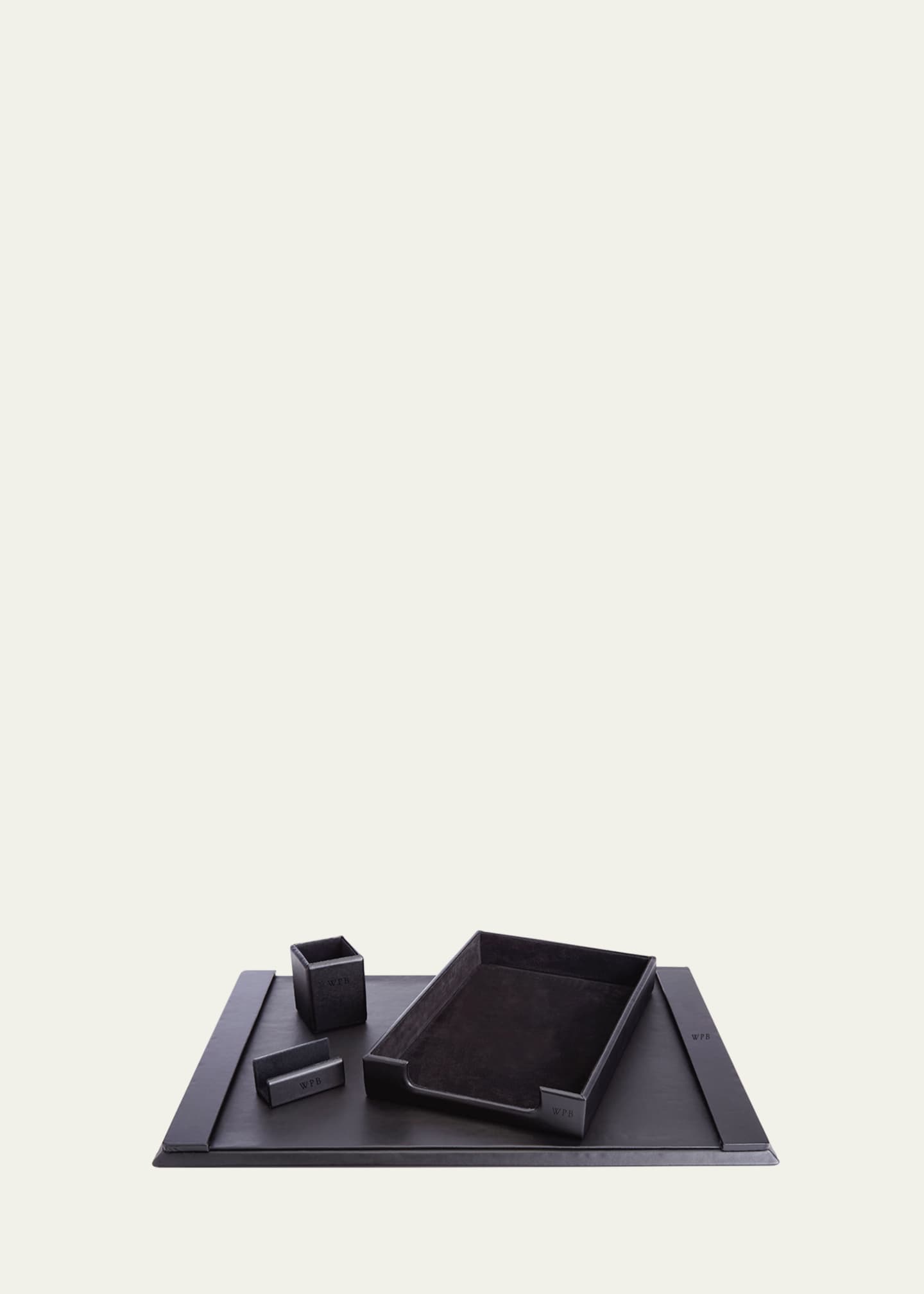 ROYCE New York Monogrammed Leather Executive Desk Blotter & Accesory Set Image 1 of 2
