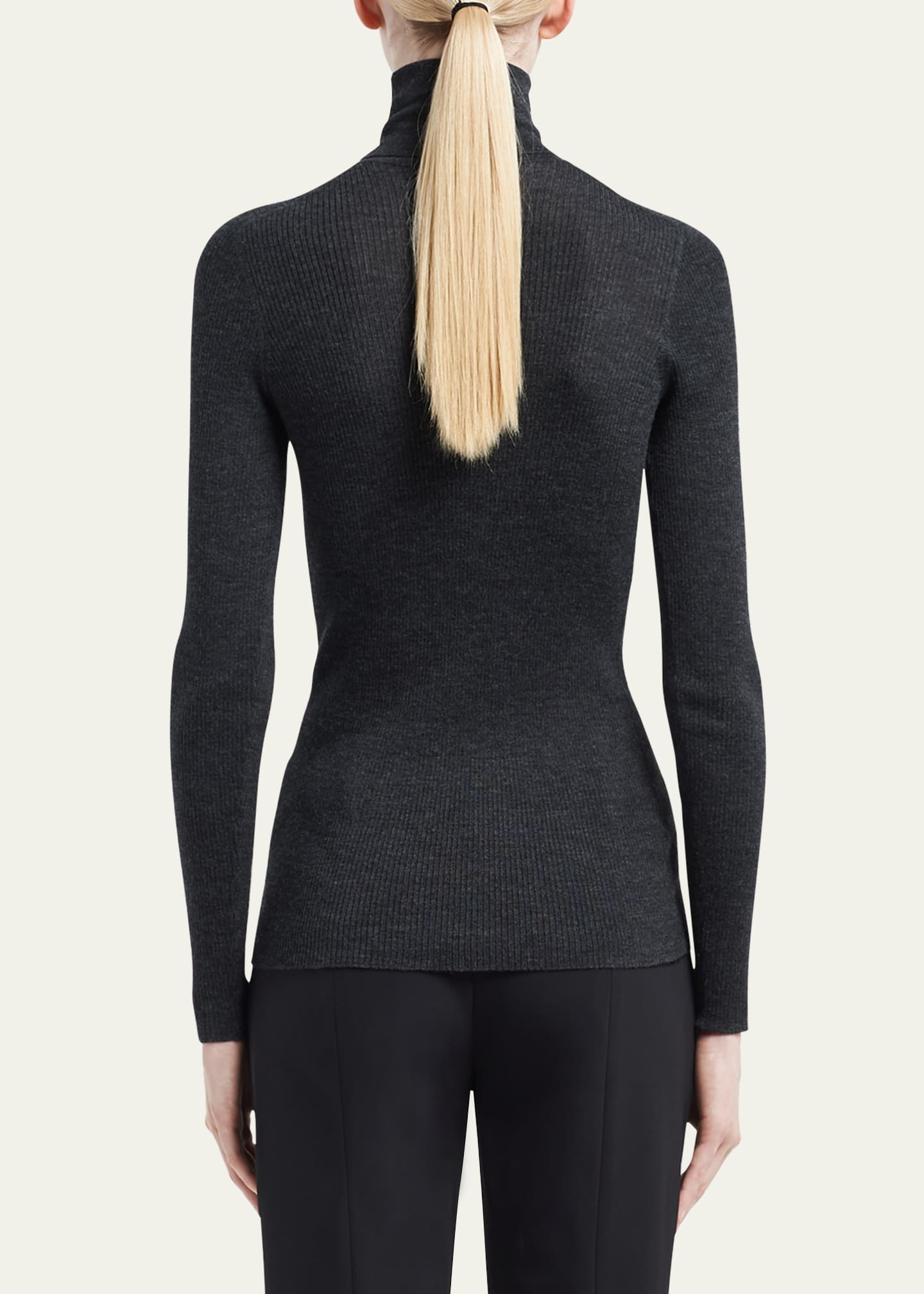 Prada Logo Ribbed-Knit Turtleneck