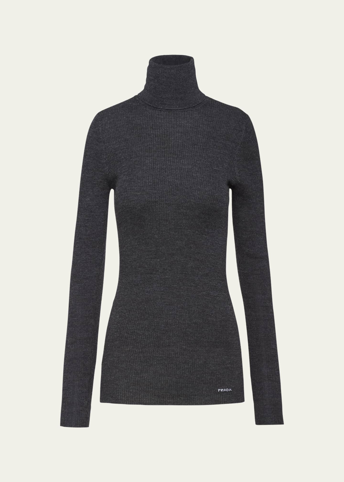 Prada Logo Ribbed-Knit Turtleneck