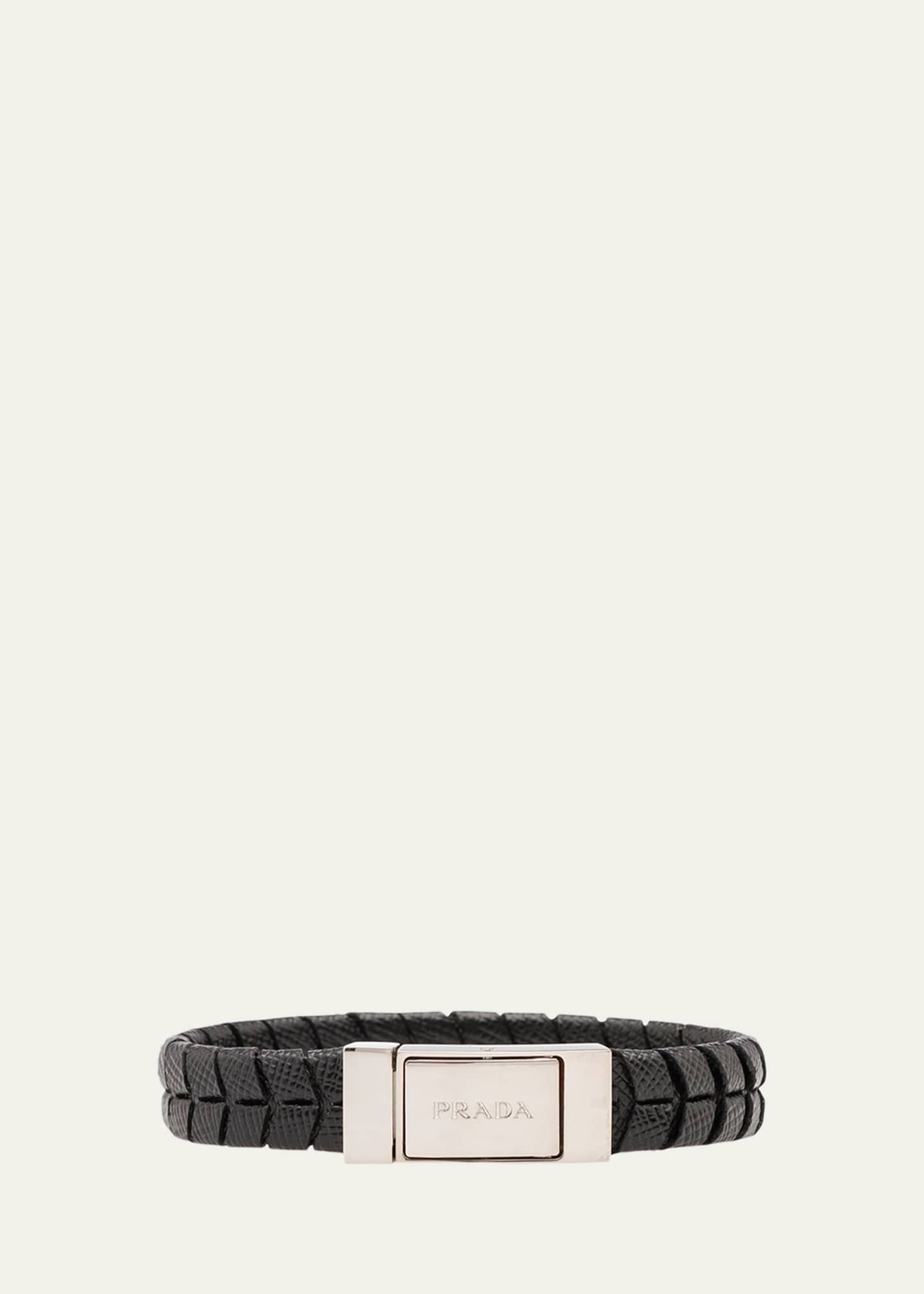 Prada Men's Saffiano Leather Bracelet