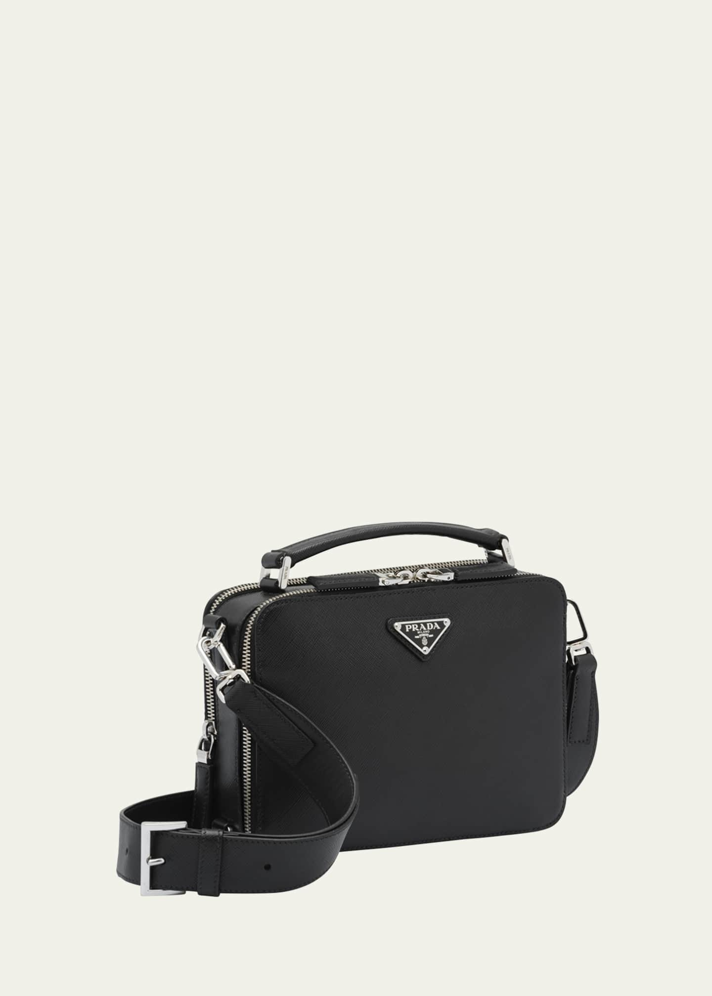 Prada Men's Saffiano Leather and Nylon Crossbody Bag