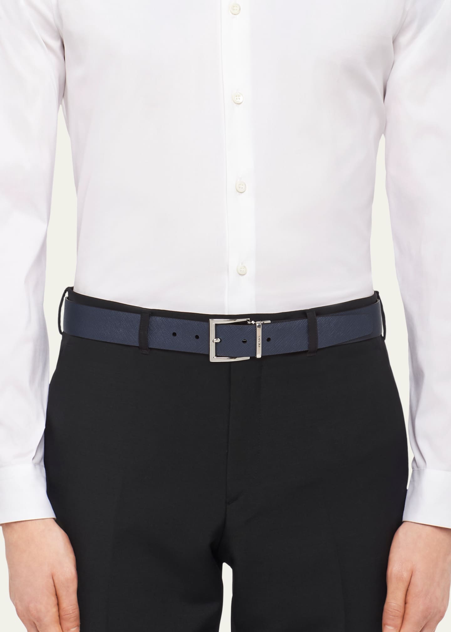 Prada Men's Reversible Saffiano Dress Belt Image 2 of 3